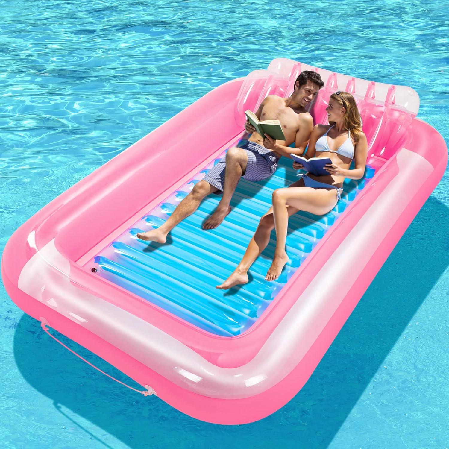 Piscina Inflable KiddoZone con Almohada 178x119cm Rosa/Azul