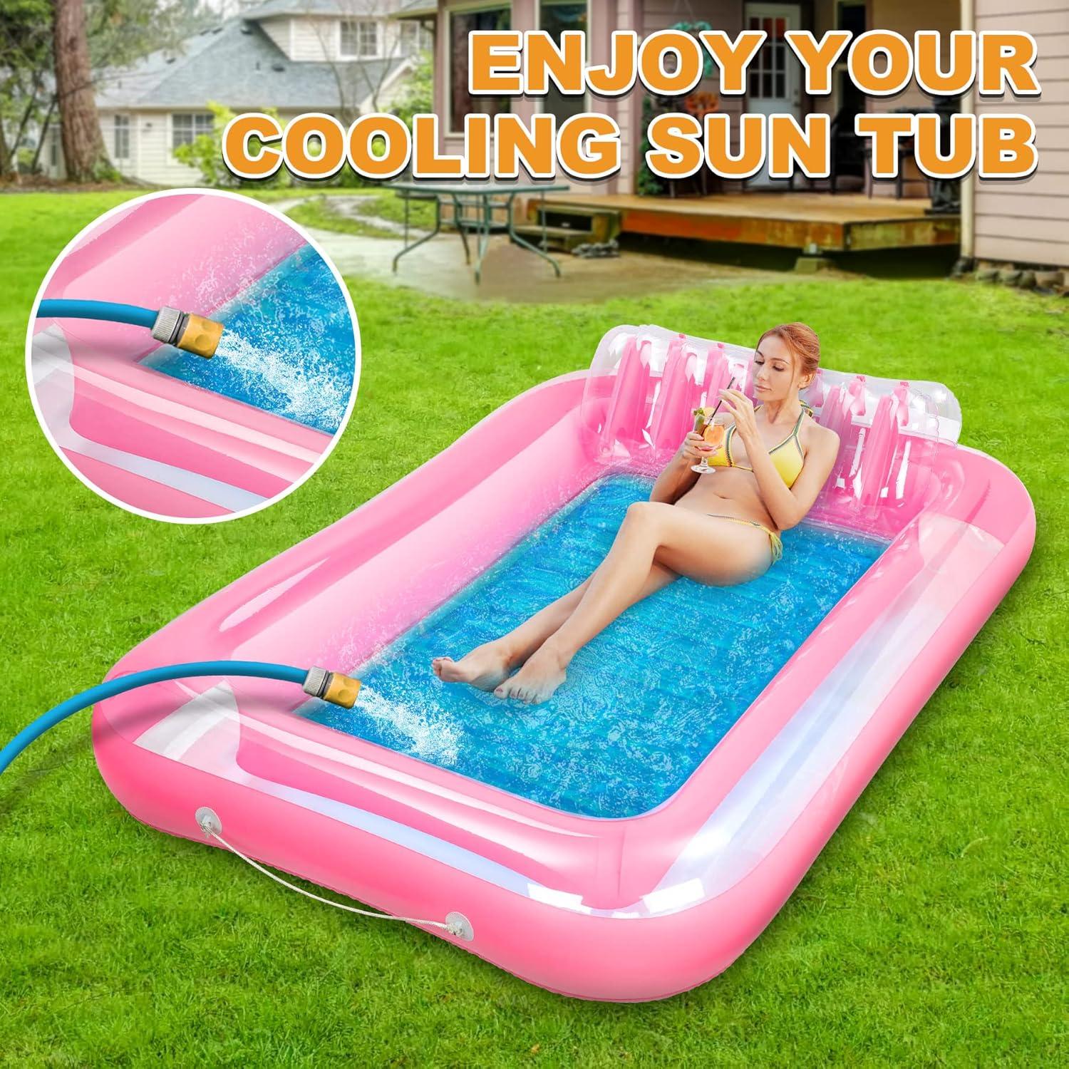 Piscina Inflable KiddoZone con Almohada 178x119cm Rosa/Azul