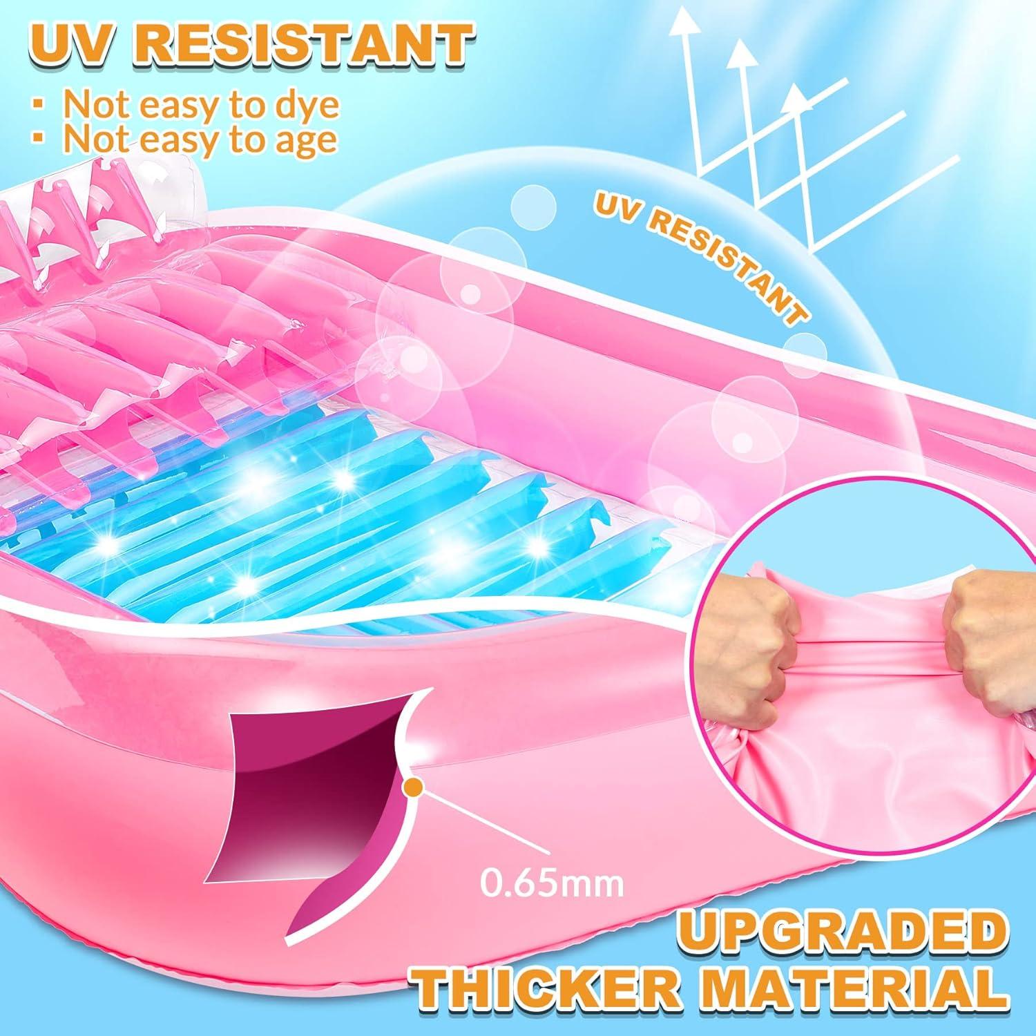 Piscina Inflable KiddoZone con Almohada 178x119cm Rosa/Azul