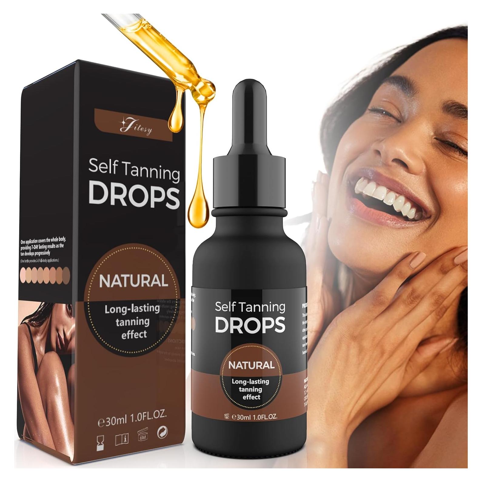 Gotas de bronceado auto-bronceador Jitesy 30ml para cara y cuerpo