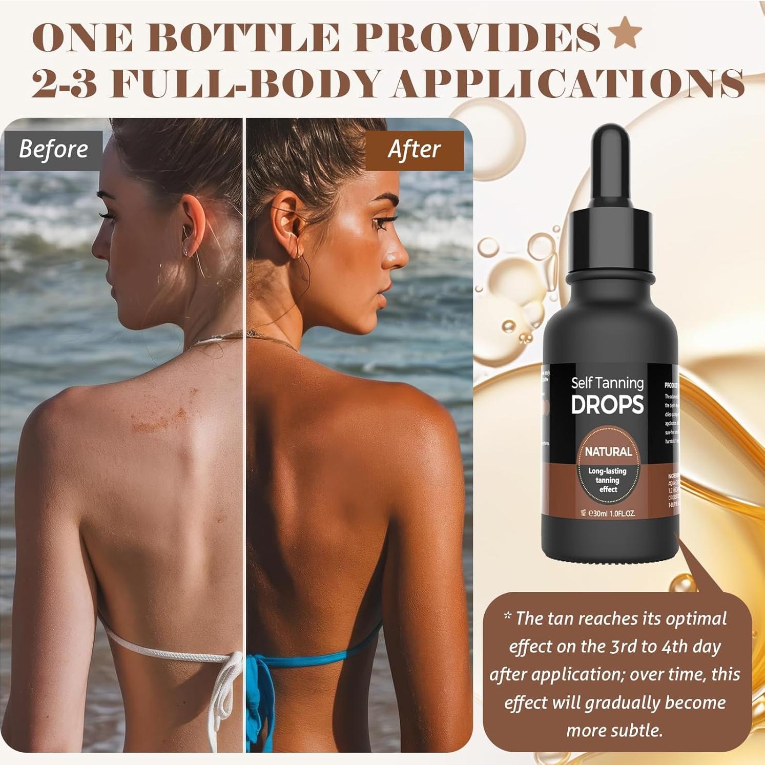 Gotas de bronceado auto-bronceador Jitesy 30ml para cara y cuerpo