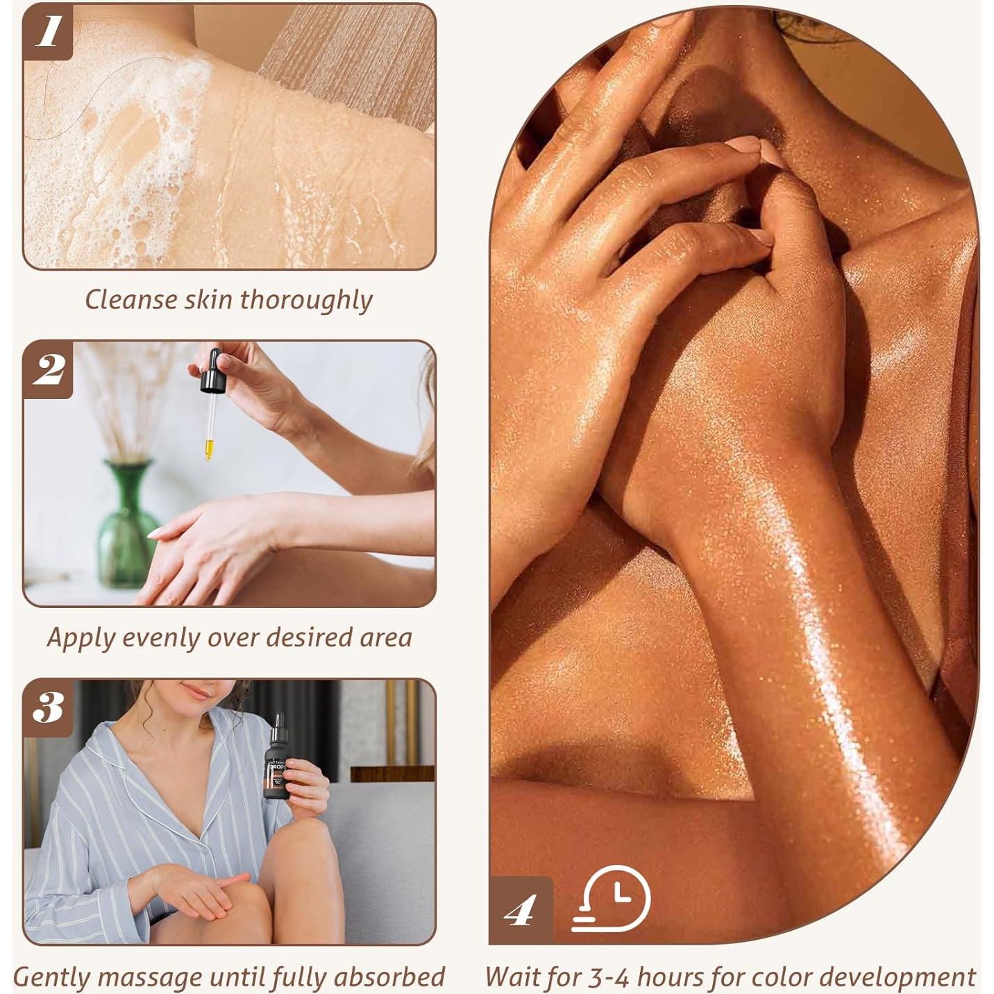 Gotas de bronceado auto-bronceador Jitesy 30ml para cara y cuerpo