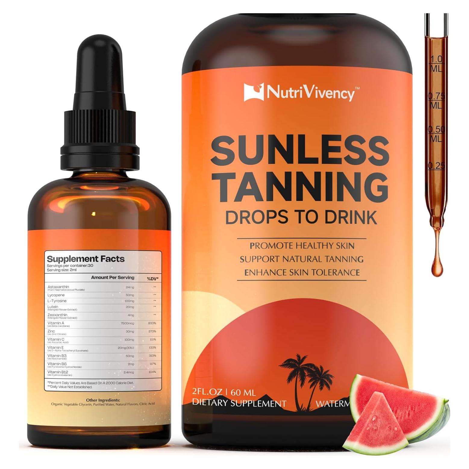 Gotas de bronceado sin sol NutriVivency 59 ml sabor sandía