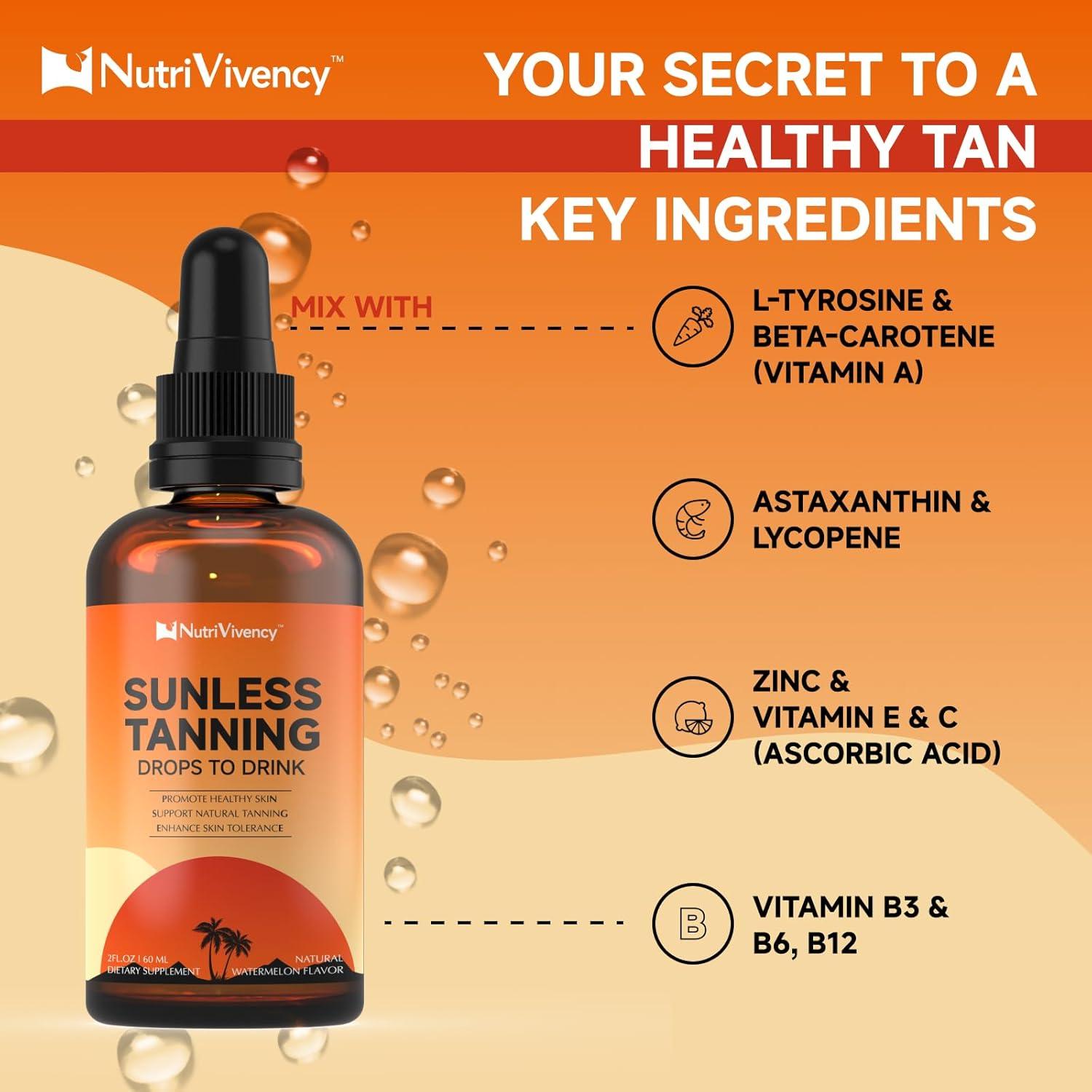 Gotas de bronceado sin sol NutriVivency 59 ml sabor sandía