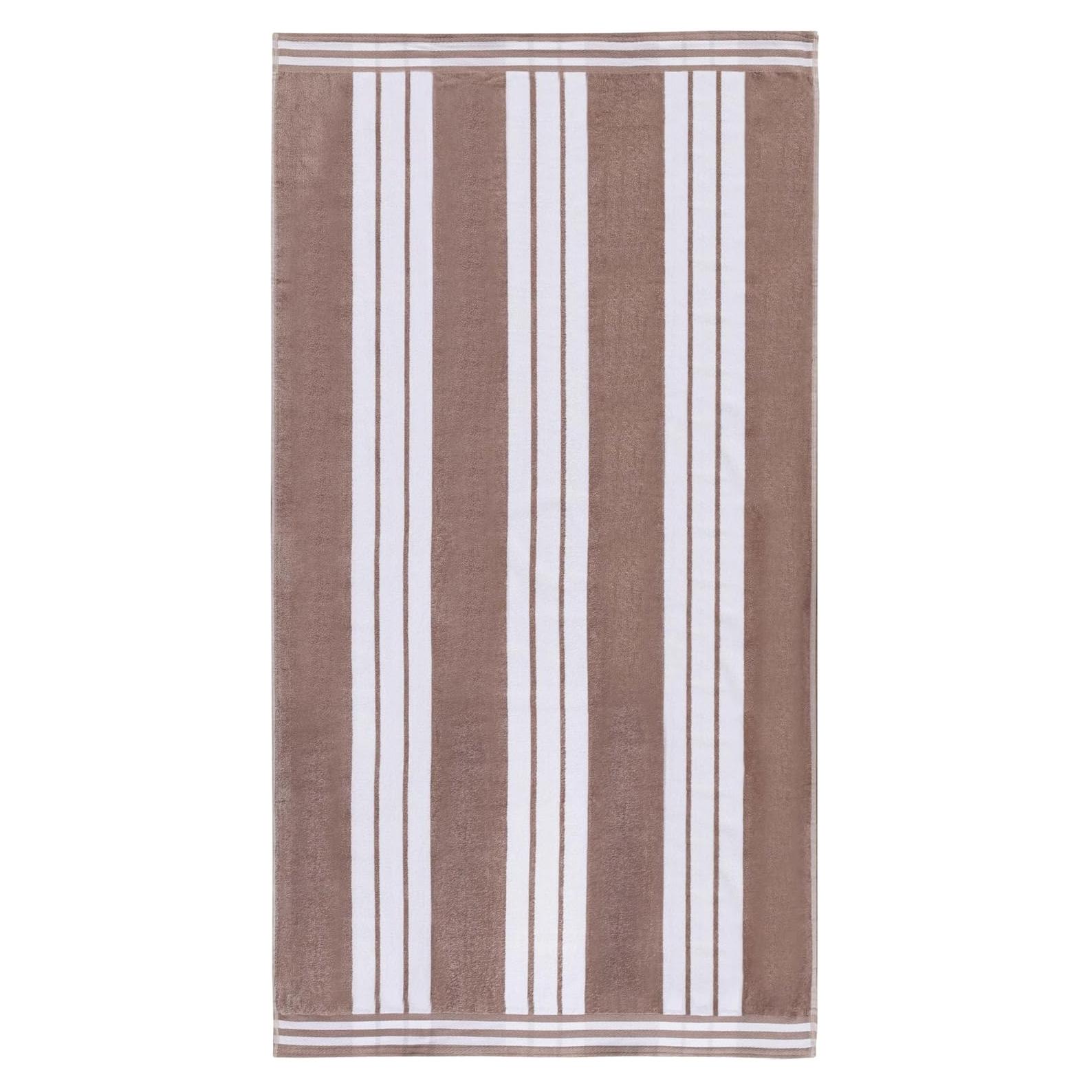 Toalla de Playa Superior Rayada 86x162 cm Algodón Taupe