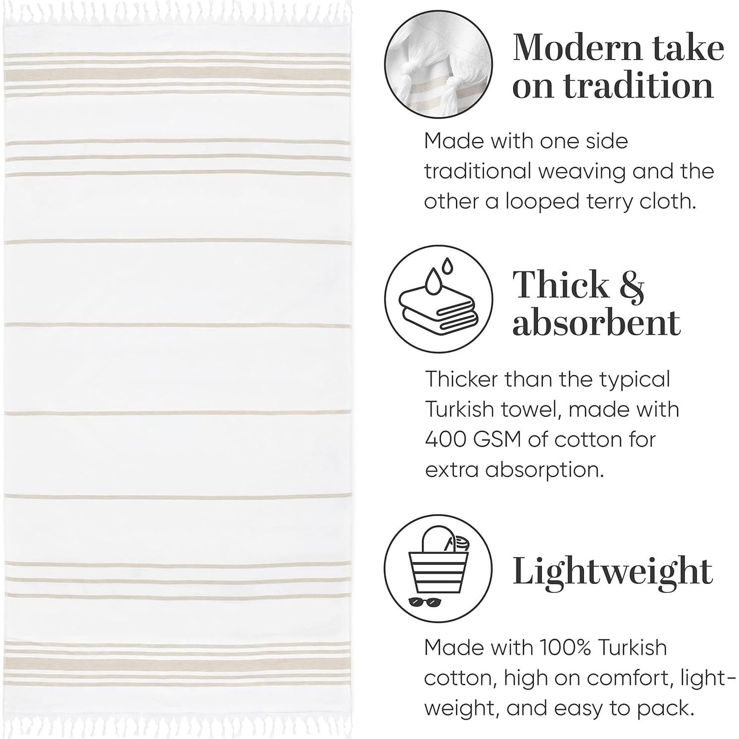 Toalla de Playa Fouta Turca Laguna Beach 178x102 cm 400 GSM