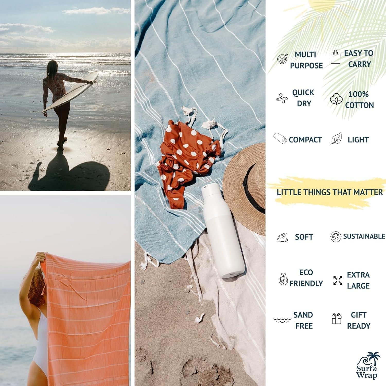 Toalla de Playa Surf & Wrap 100% Algodón Beige 99x178 cm