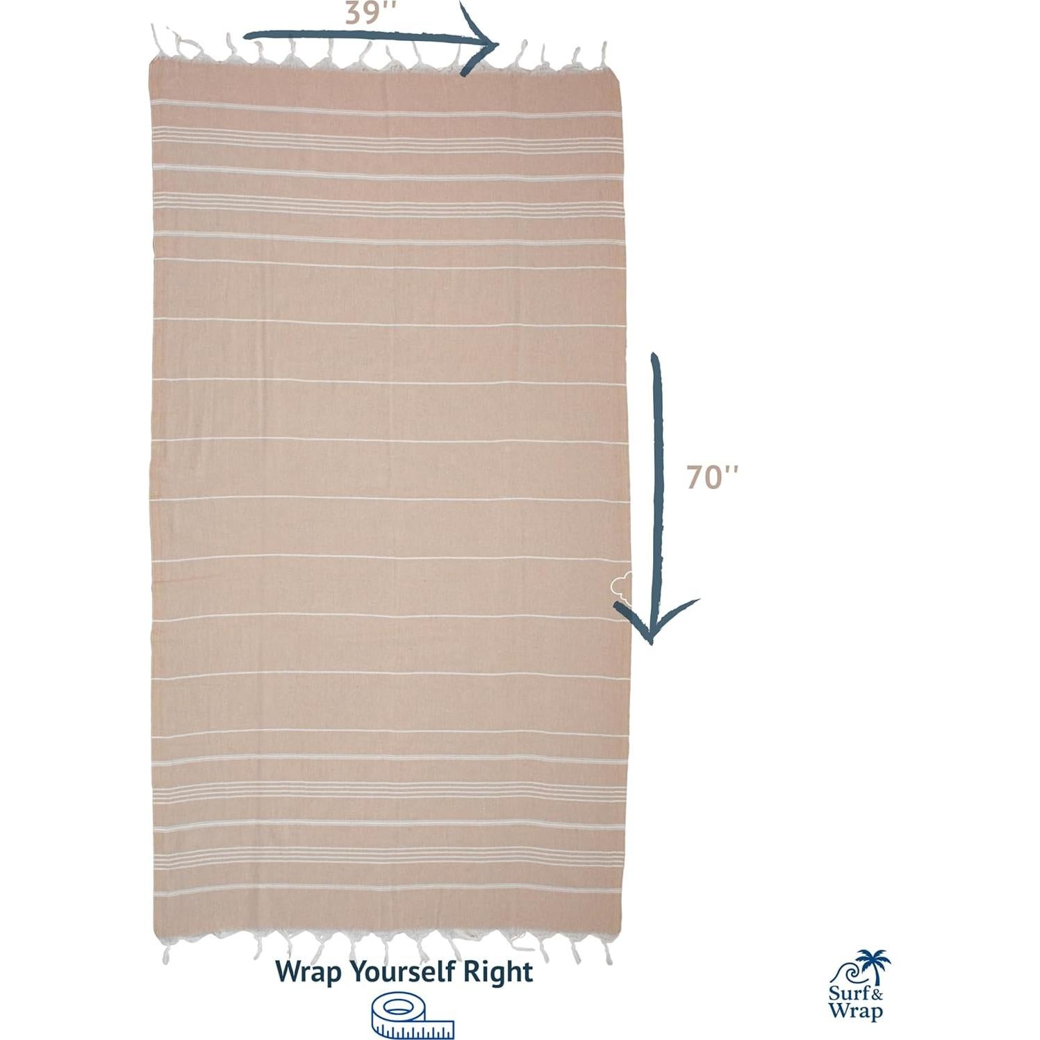 Toalla de Playa Surf & Wrap 100% Algodón Beige 99x178 cm