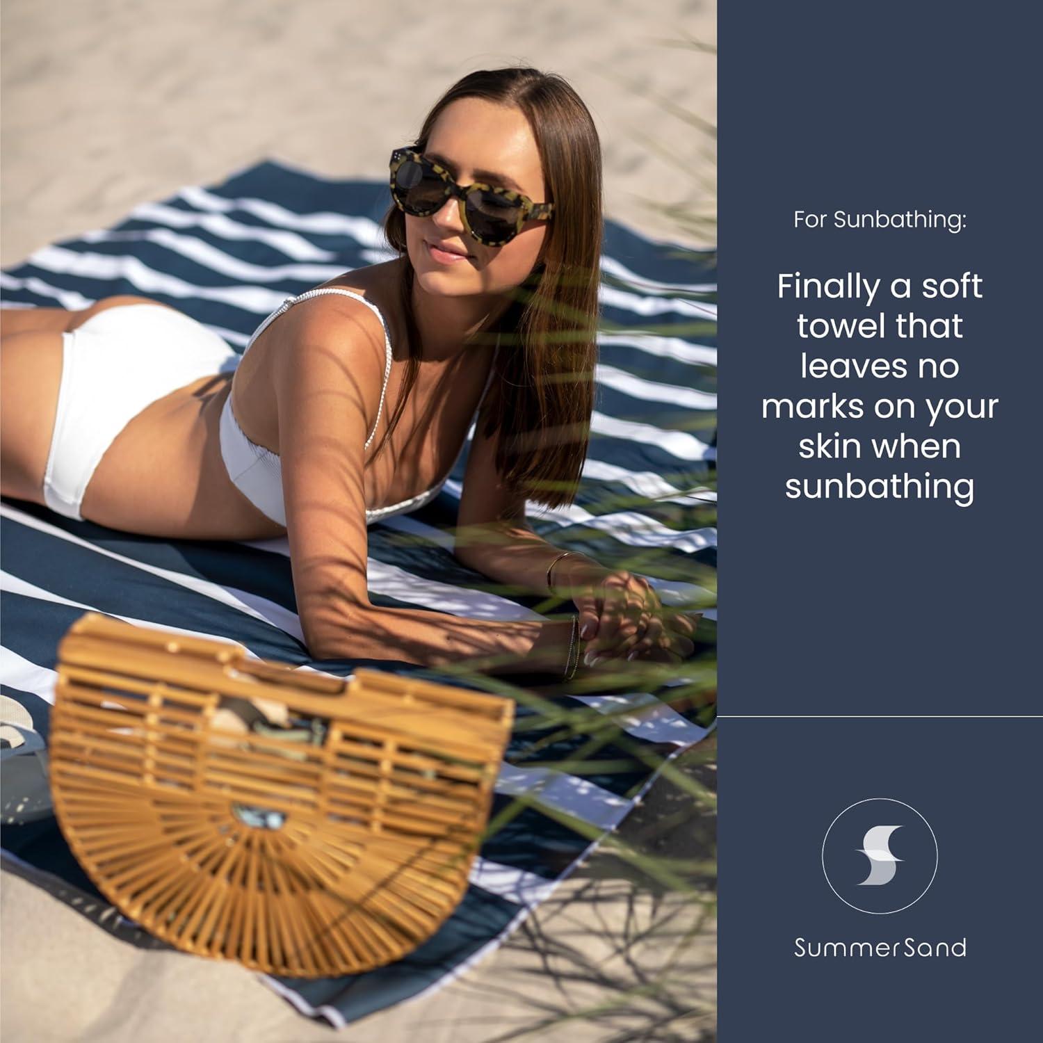 Toalla de Playa SummerSand XXL 180x160cm - Secado Rápido, Libre de Arena, Compacta, Azul Profundo