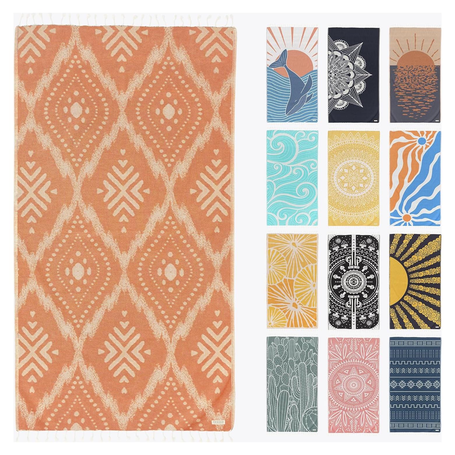 Toalla de Playa FESHKA Damasco Grande 100% Algodón Orgánico