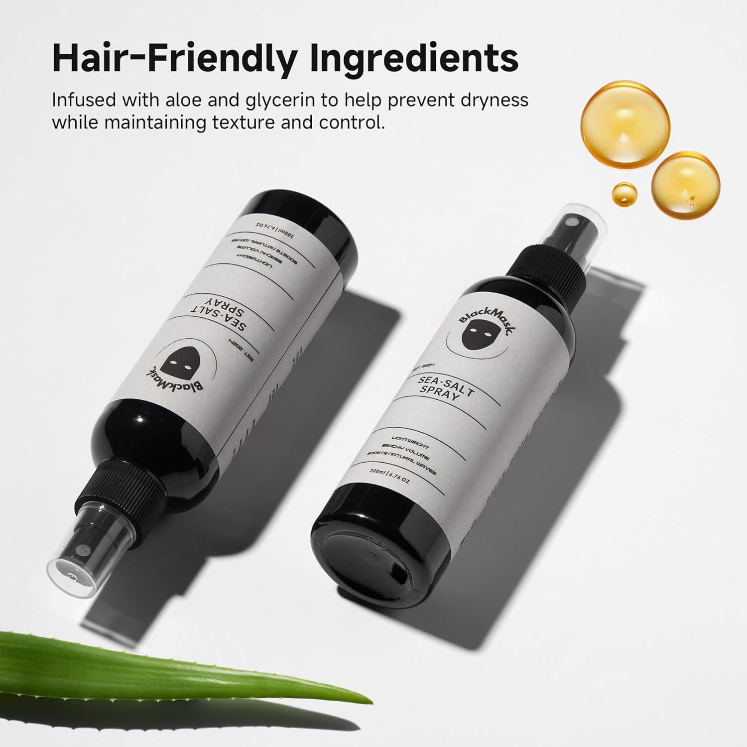 Spray de Sal Marina BlackMask para Hombres - Volumen y Textura