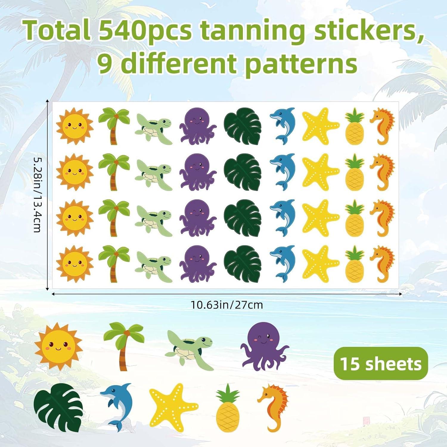 540 Calcomanías de Bronceado Lyreh - Estilo Playa y Océano