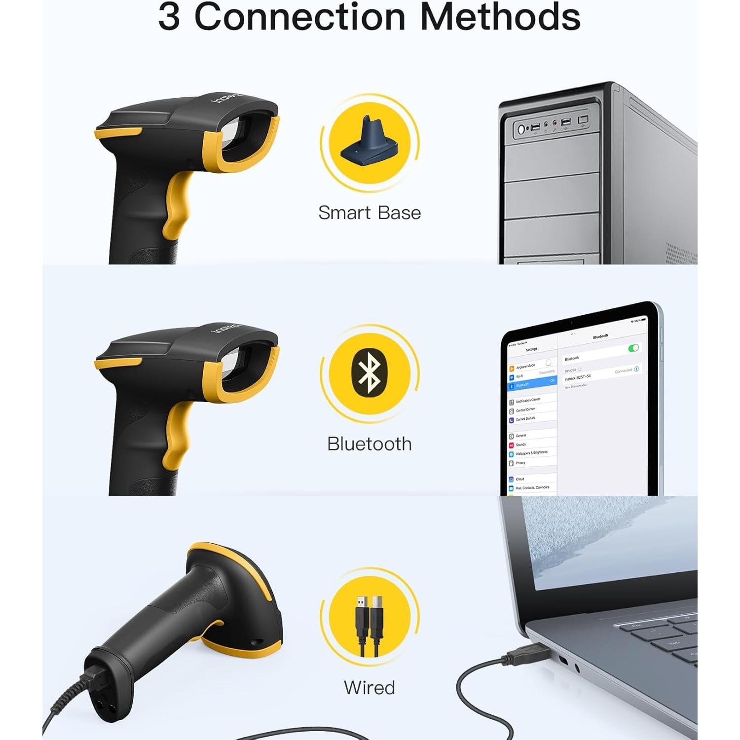 Escáner de Código de Barras 2D Inateck BCST-54 Negro con Base