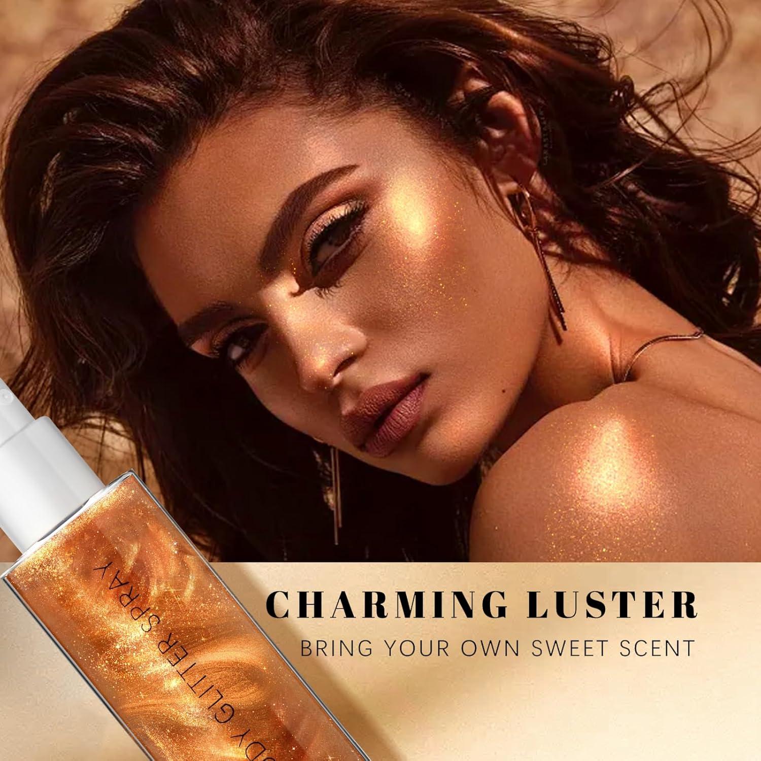 Spray Brillante HOSAILY 168g Dorado para Cuerpo y Cabello