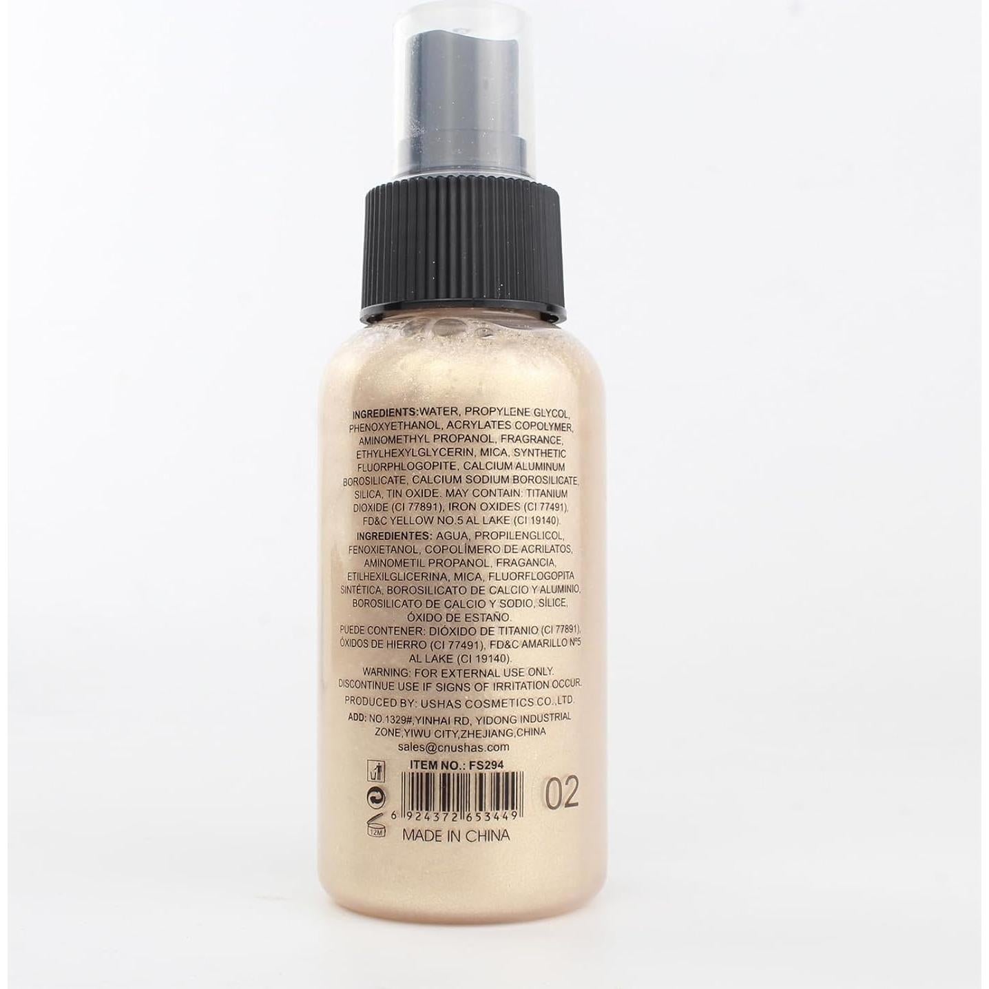 Spray Brillo Corporal Brimfulite 90.7g Cobre Claro Secado Rápido