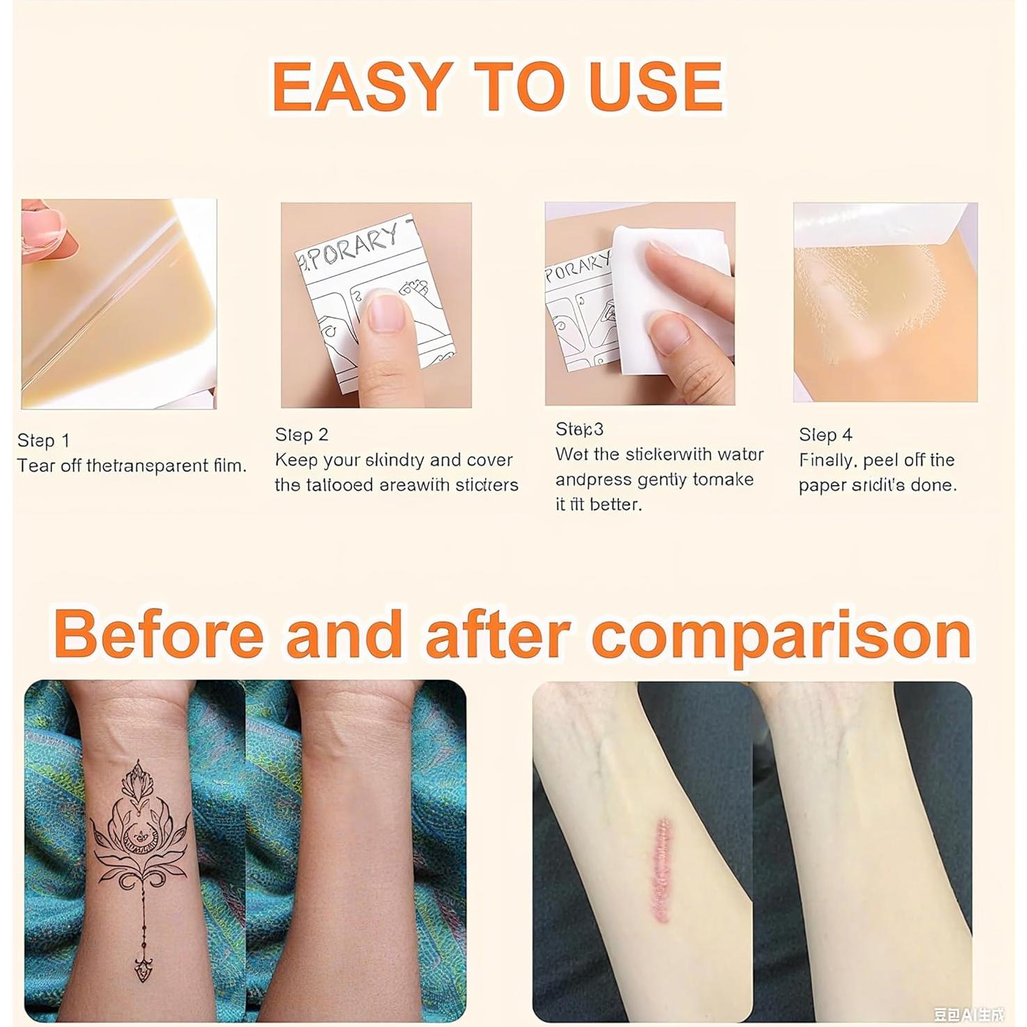 Parche Cubridor de Tatuajes Zhenlang 15 Pcs Piel Oscura 11.94x7.49cm