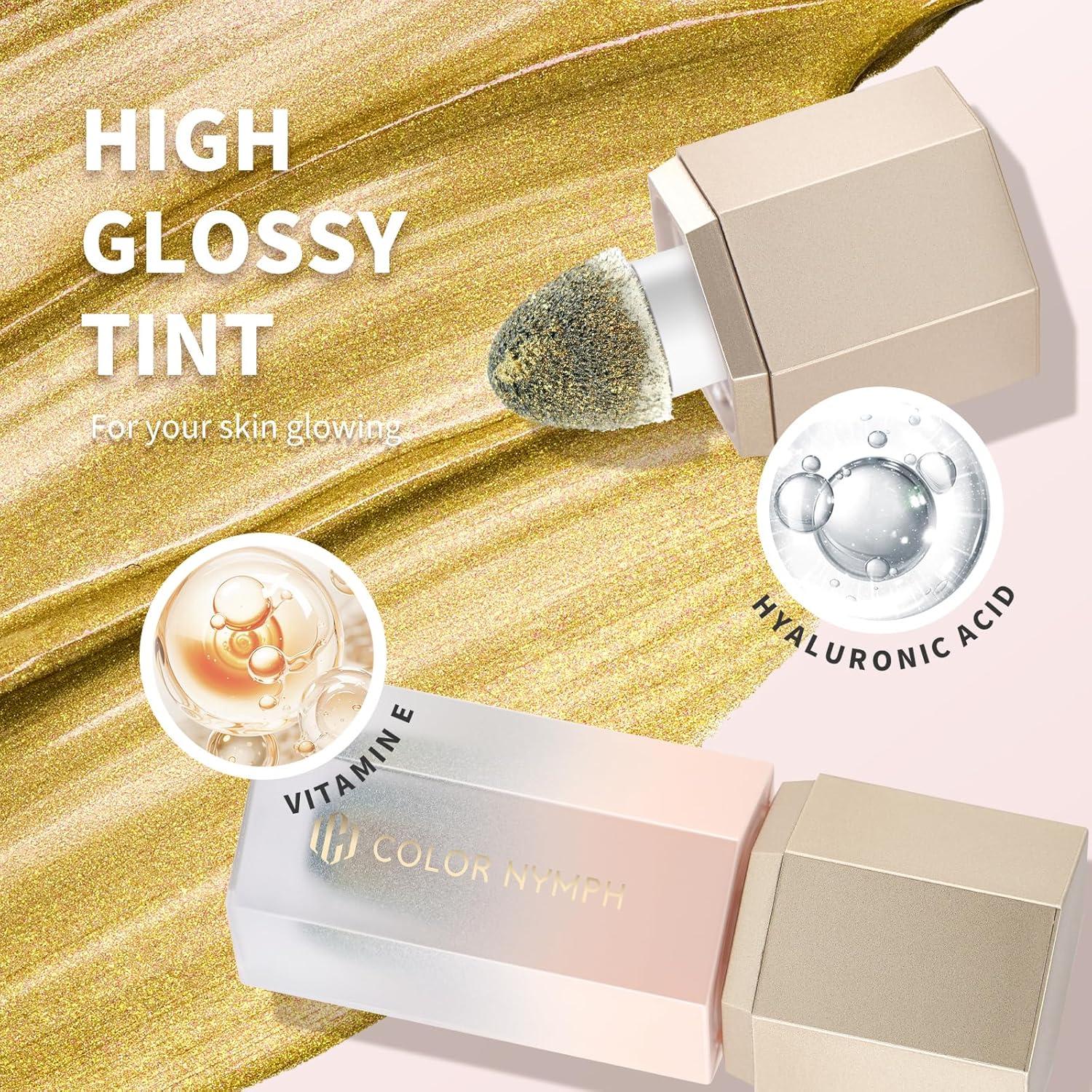 Iluminador Líquido Gel Color Nymph 04# Oro para Cara y Cuerpo