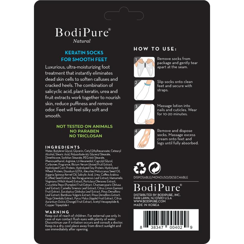 Mascarilla Hidratante para Pies Bodipure Queratina 1 Par