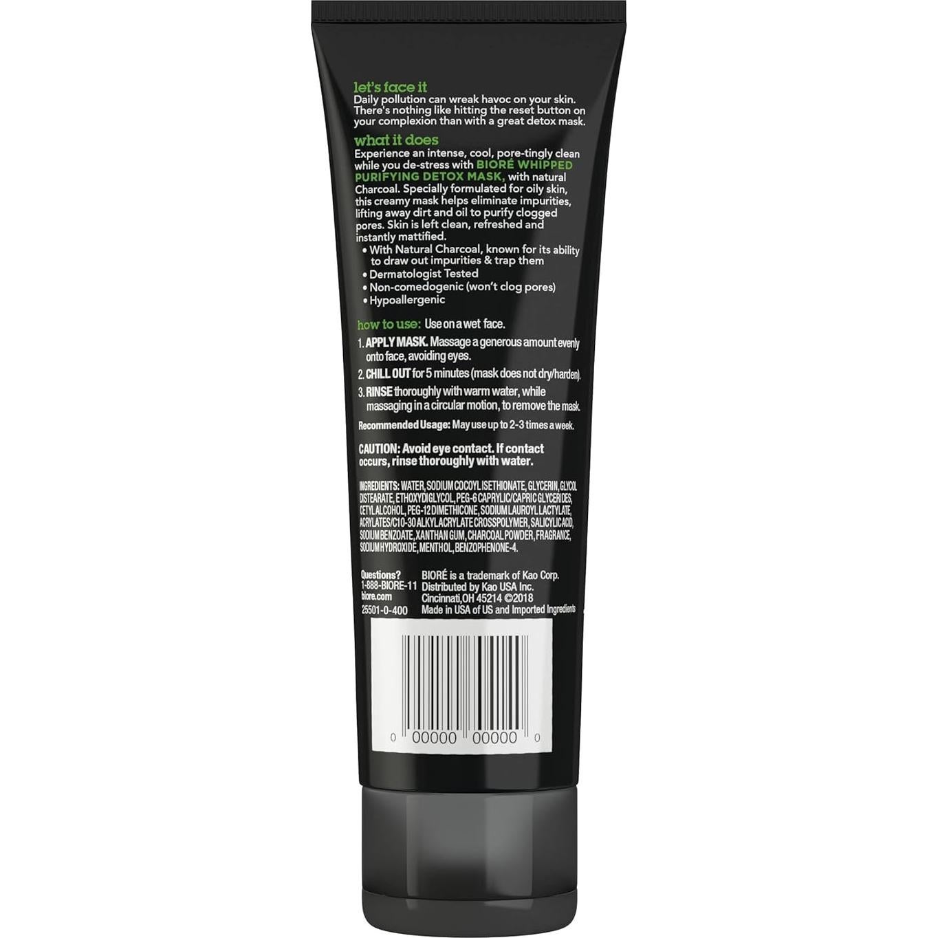 Máscara Detox Purificante Bioré con Carbón Natural 113g