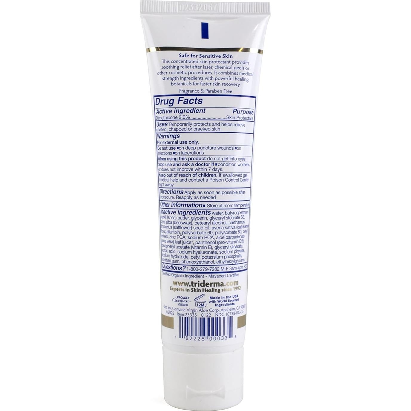 Crema Oclusiva Post Tratamiento TriDerma 93.4 g Aloe y Zinc