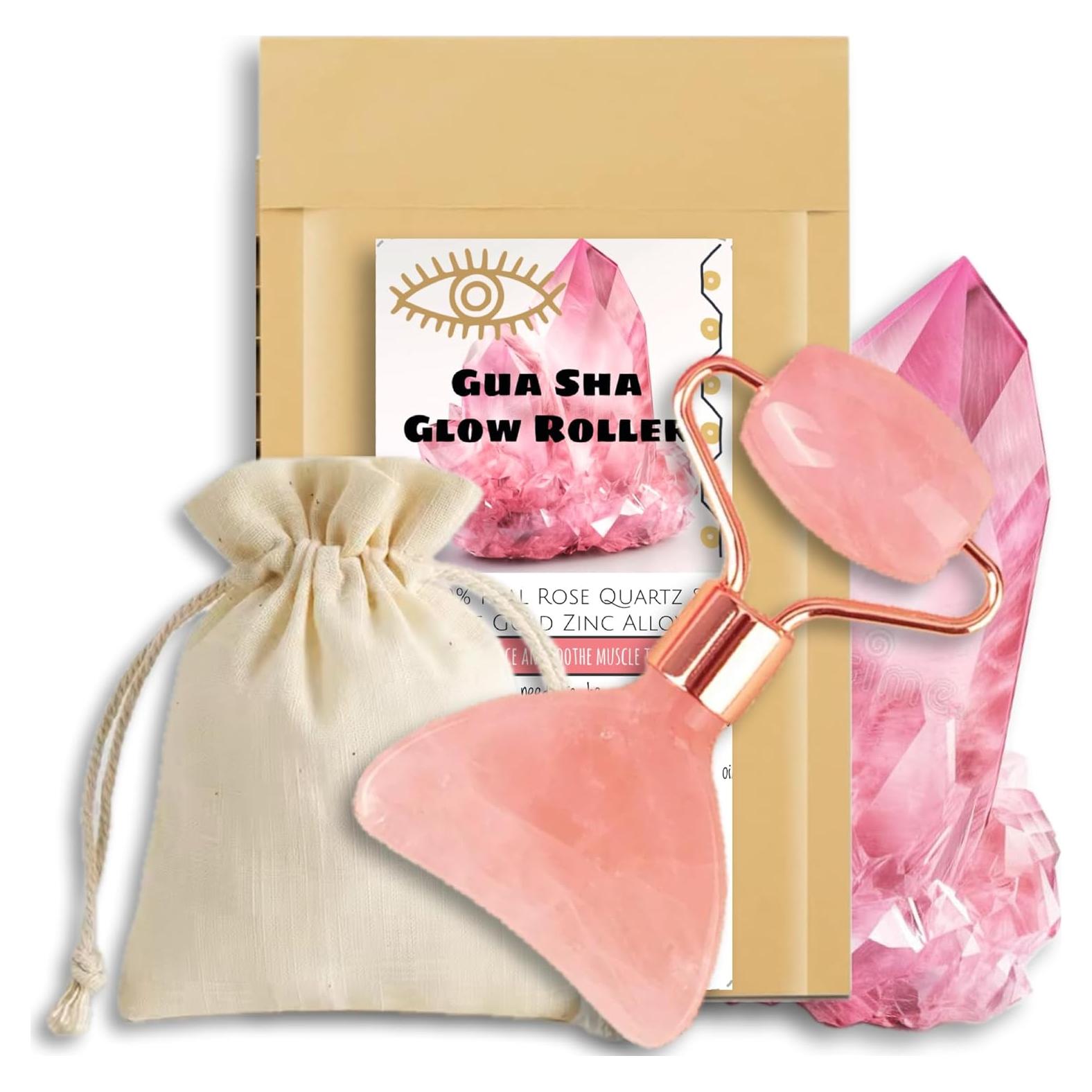 Rodillo Facial Gua Sha Glow Esta Chica Hippie Cuarzo Rosa