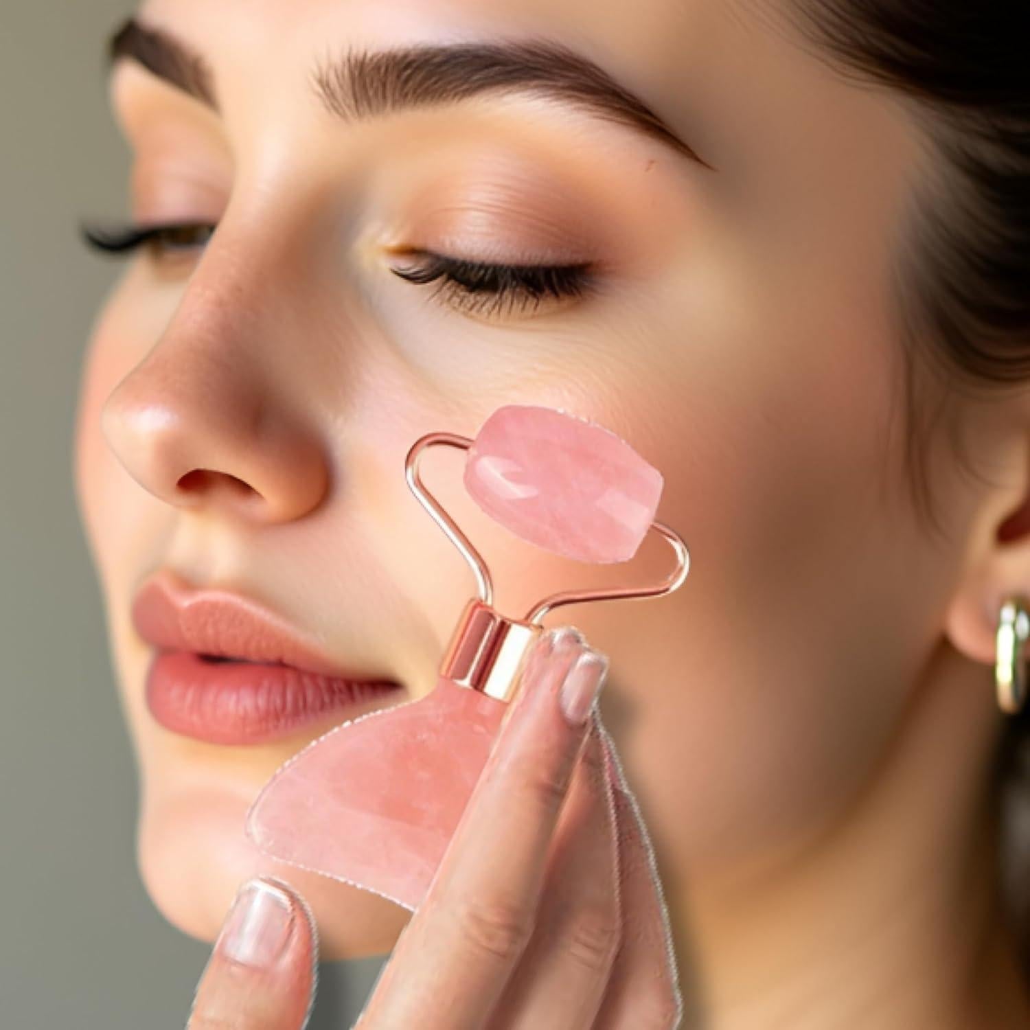 Rodillo Facial Gua Sha Glow Esta Chica Hippie Cuarzo Rosa