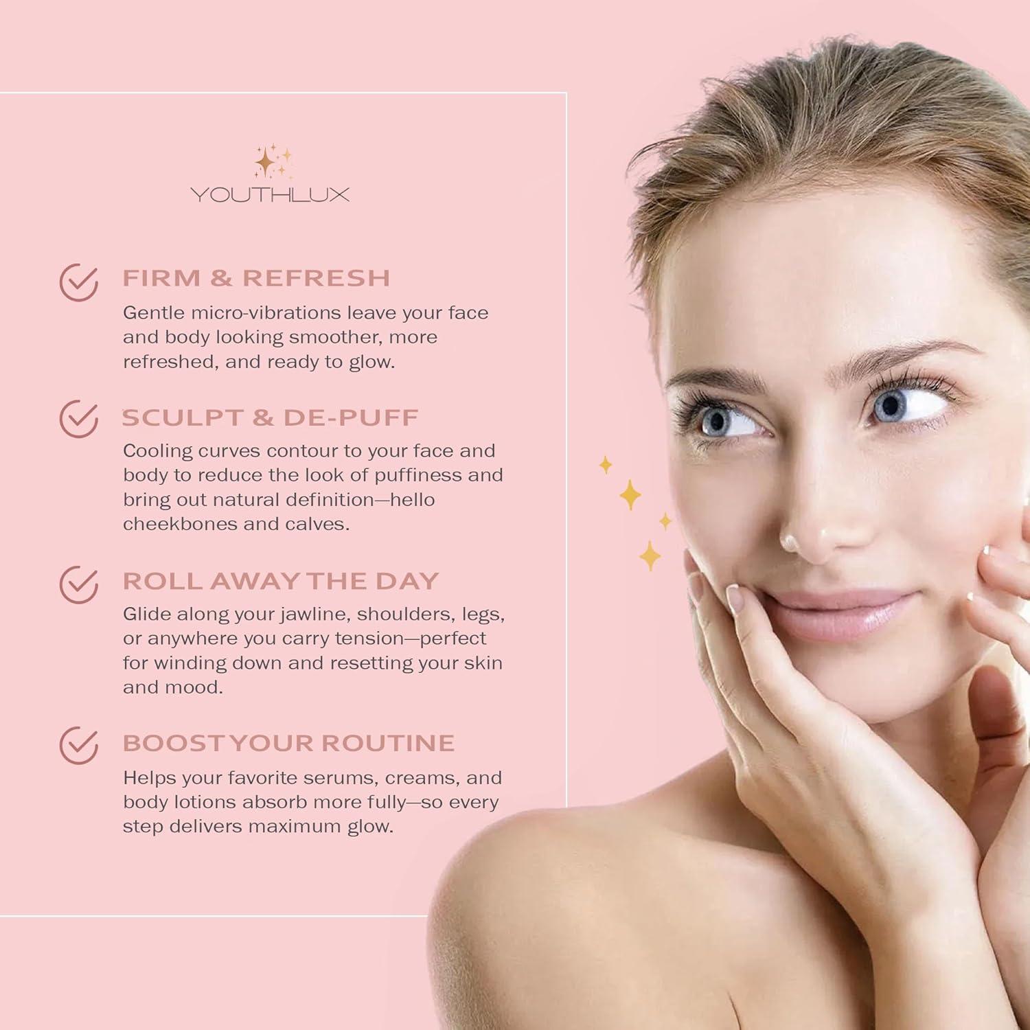 Rodillo de Masaje Facial YOUTHLUX de Germanio Oro Rosa 17.8cm