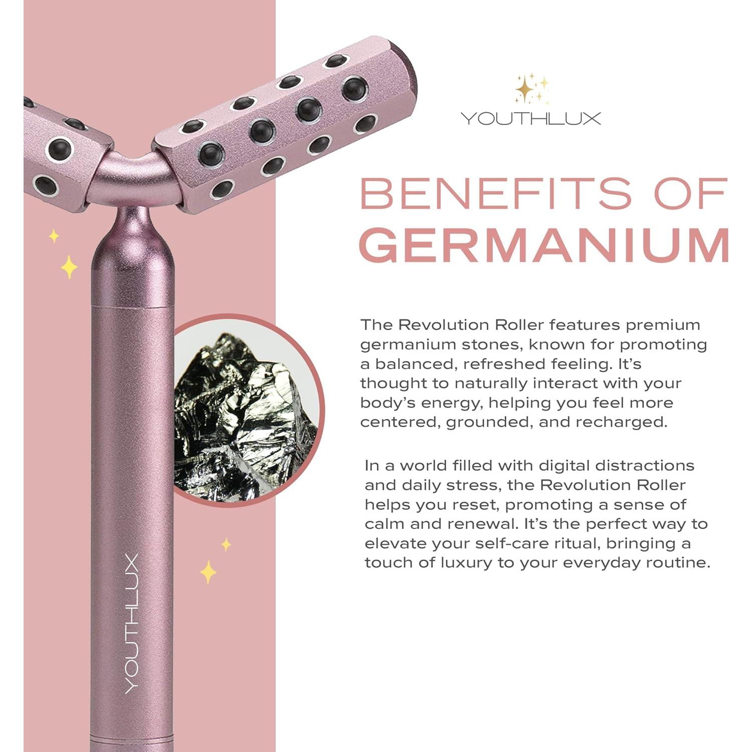 Rodillo de Masaje Facial YOUTHLUX de Germanio Oro Rosa 17.8cm