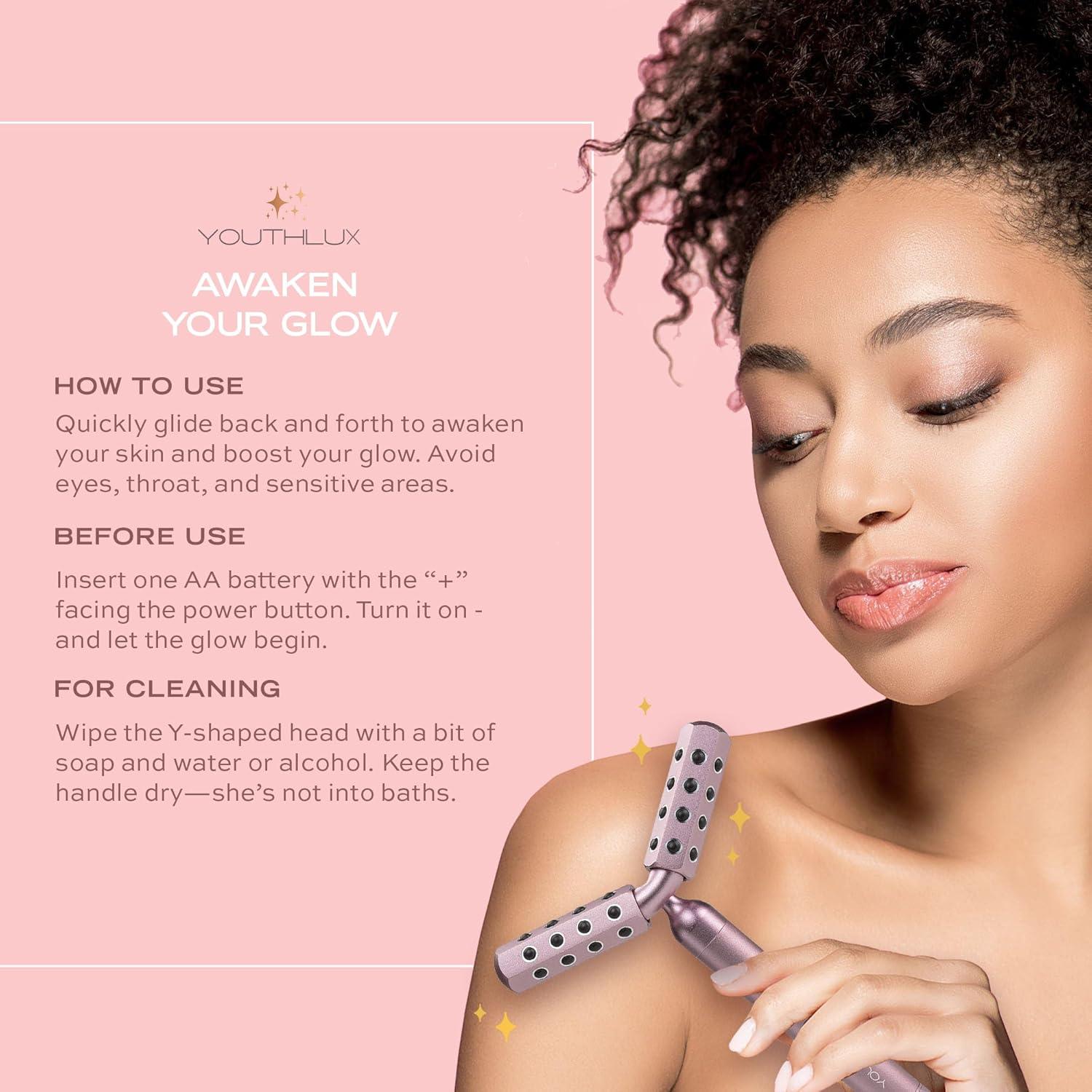 Rodillo de Masaje Facial YOUTHLUX de Germanio Oro Rosa 17.8cm