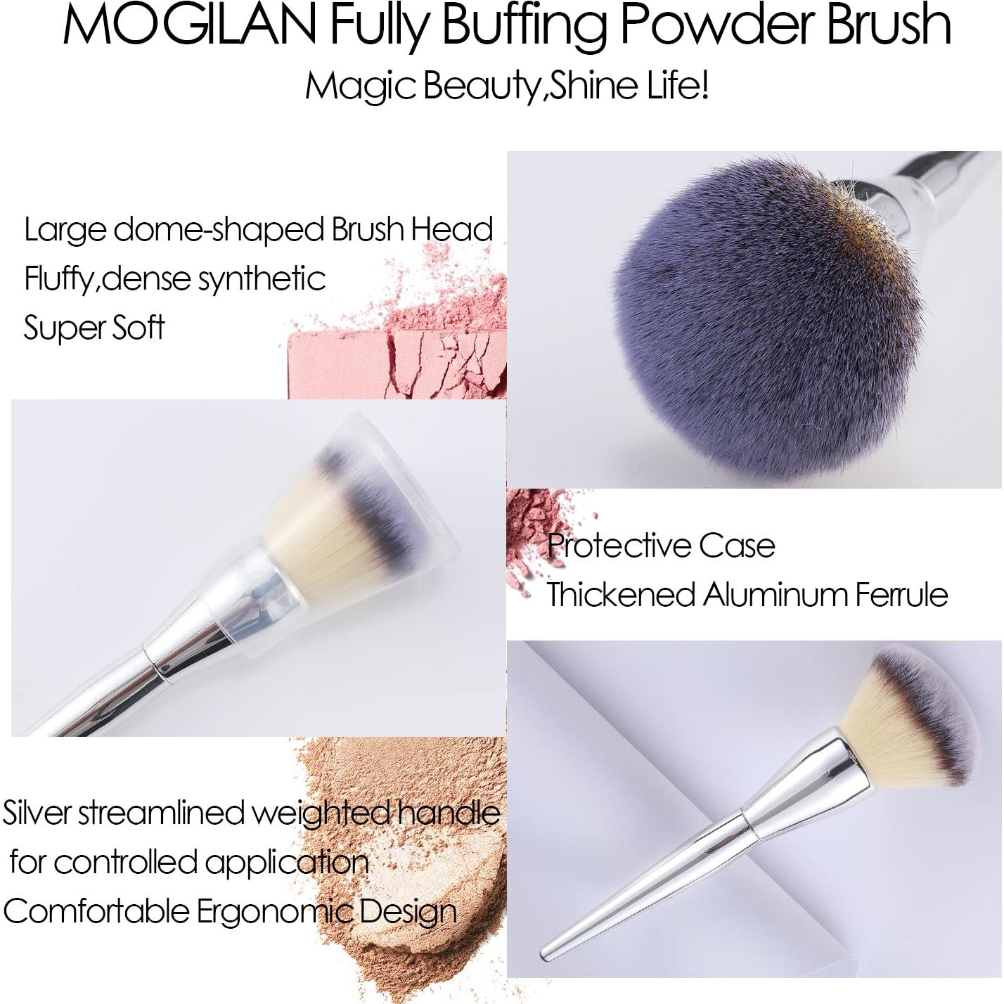 Brocha de Polvo Grande MOGILAN Kabuki Suave 19.7cm