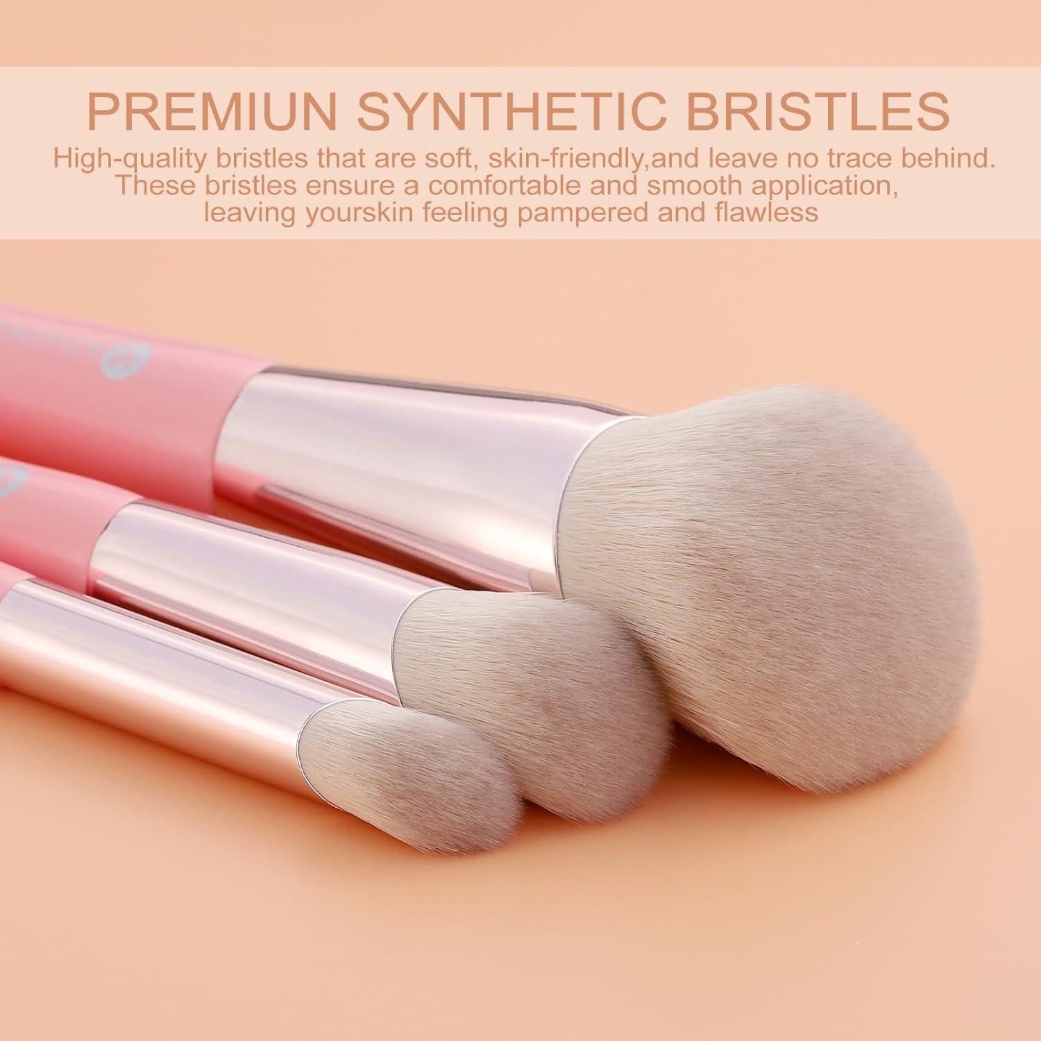 Brochas de Maquillaje Anguladas KINGMAS 3Pcs Rosa