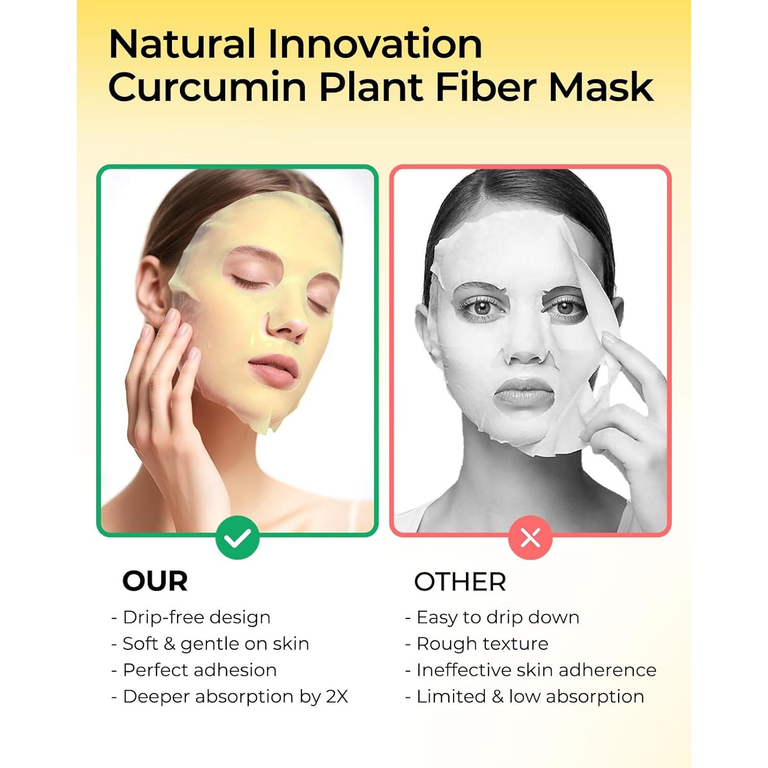 Mascarillas Faciales Hidratantes Wokatta 6 Pcs - Cúrcuma y Ácido Kójico