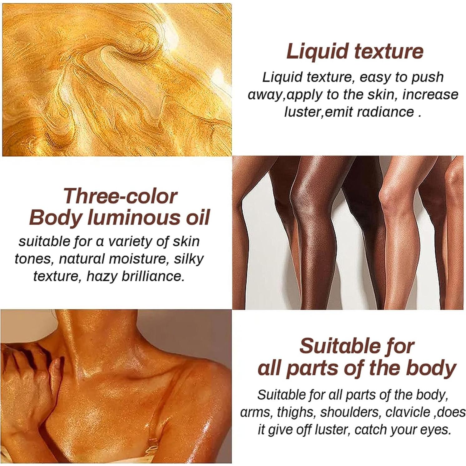 Aceite Brillante Corporal MEICOLY 104.87ml Amarillo Dorado