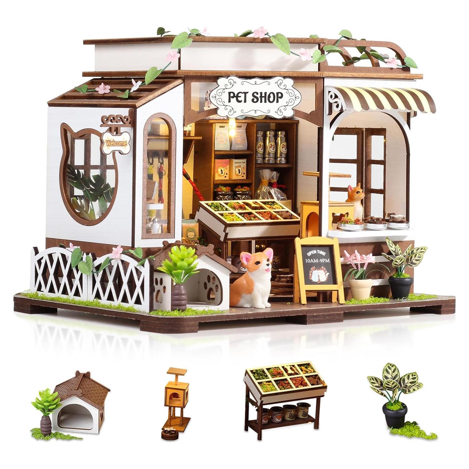 GuDoQi Kit Casa Miniatura DIY 1:24 con Muebles Mascotas