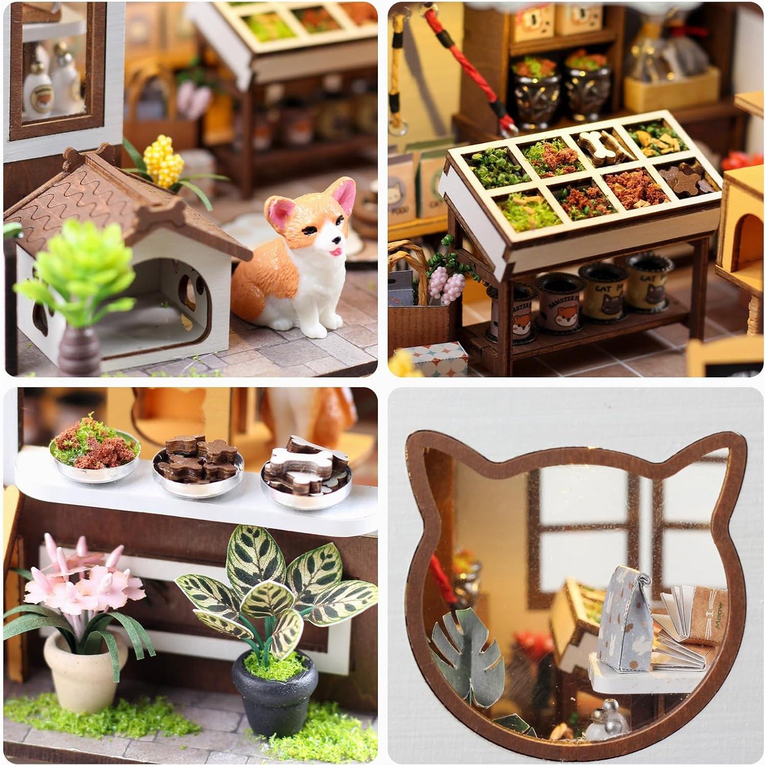 GuDoQi Kit Casa Miniatura DIY 1:24 con Muebles Mascotas