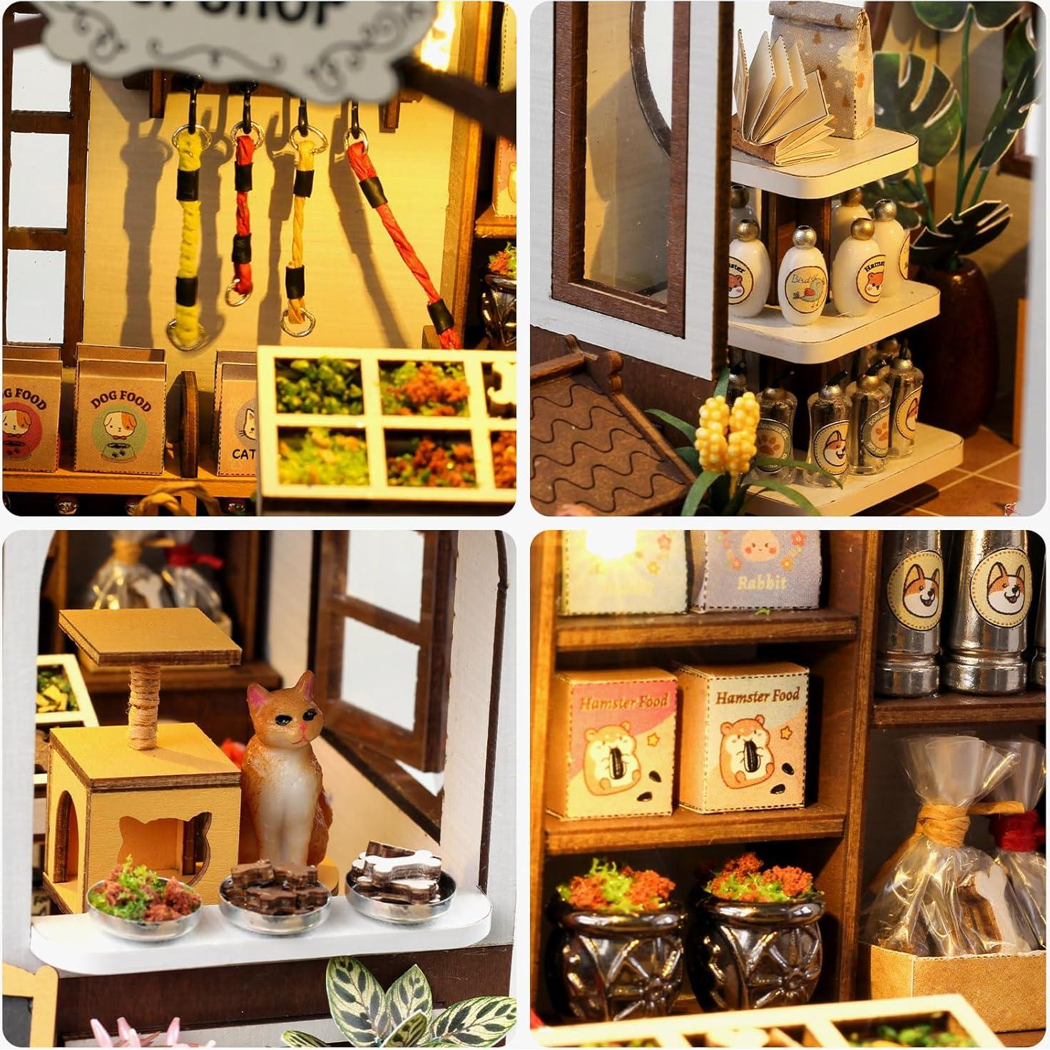 GuDoQi Kit Casa Miniatura DIY 1:24 con Muebles Mascotas