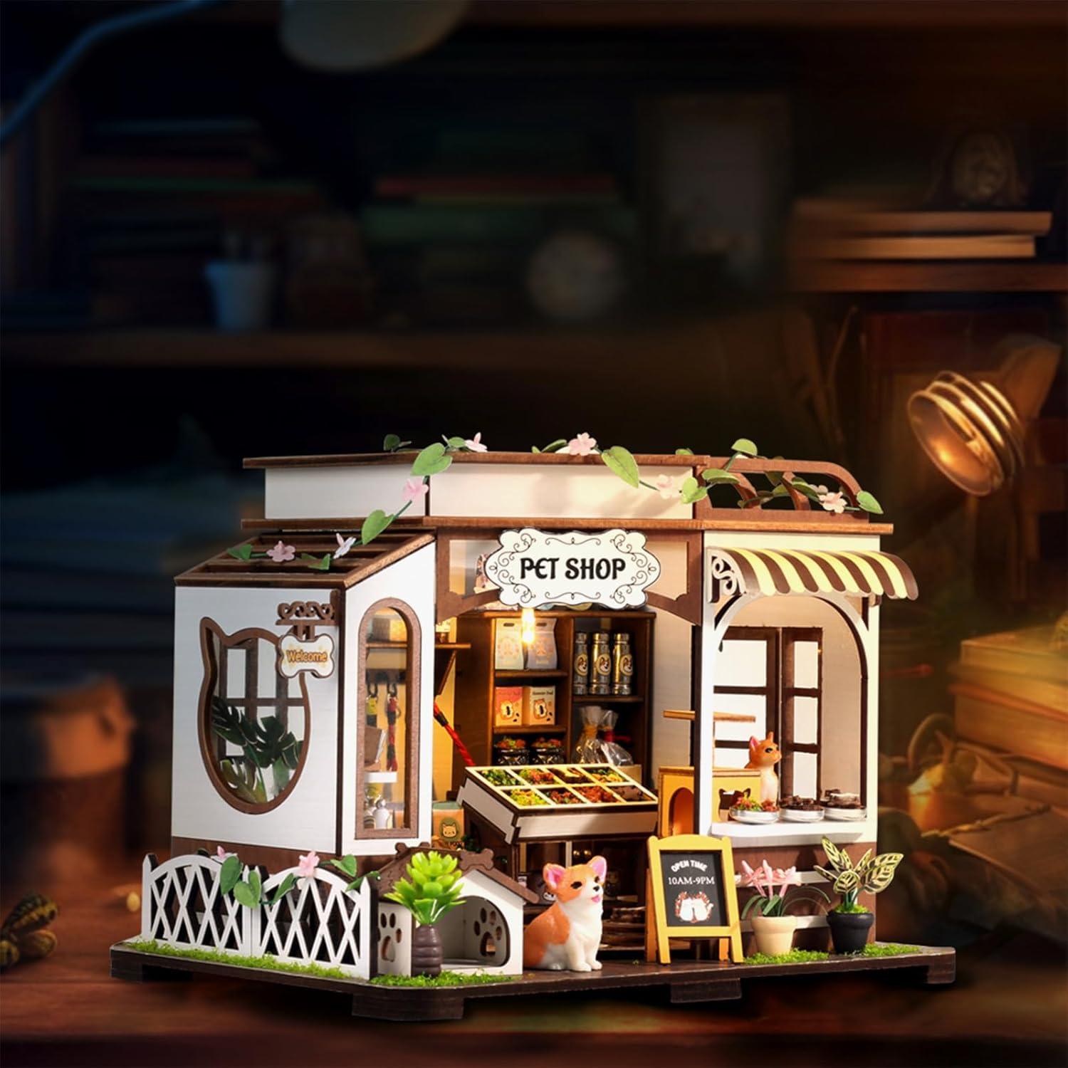 GuDoQi Kit Casa Miniatura DIY 1:24 con Muebles Mascotas