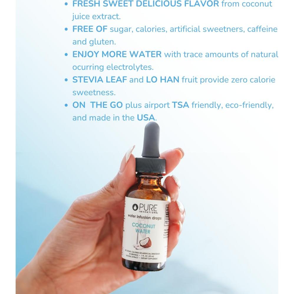 Gotas Hidratantes de Agua de Coco Pure Inventions - 30 Porciones