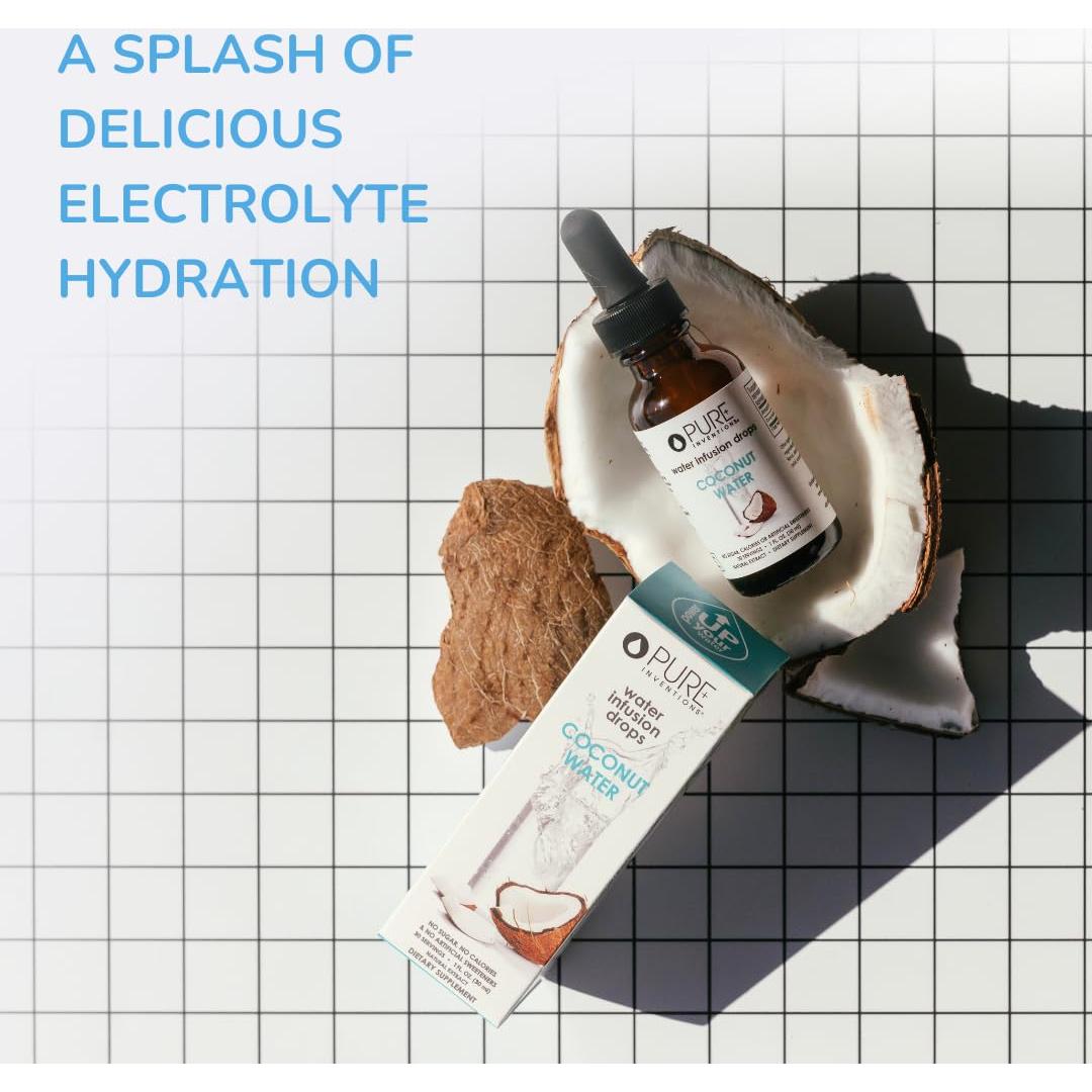 Gotas Hidratantes de Agua de Coco Pure Inventions - 30 Porciones