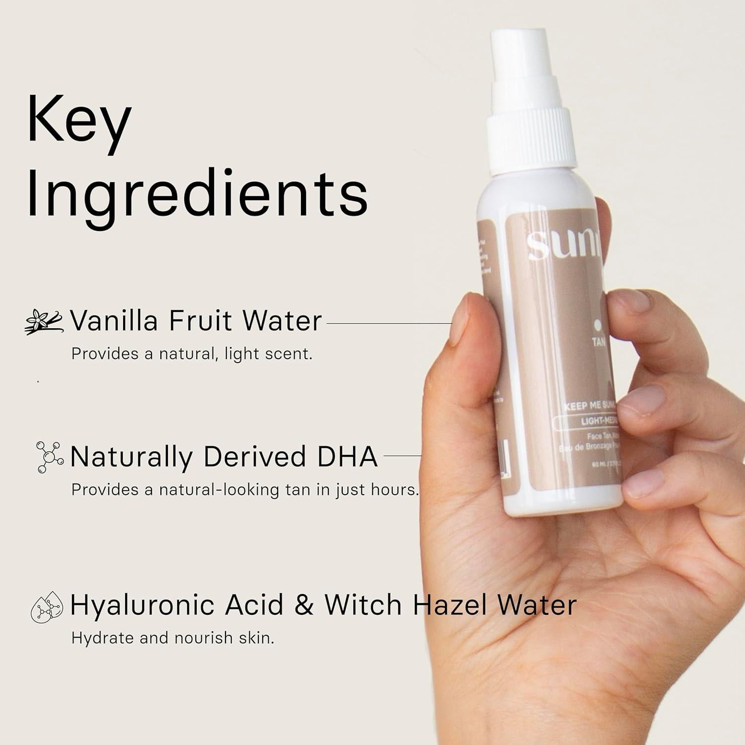 Agua Bronceadora Facial SunnaTan 60ml - Hidratante y Natural