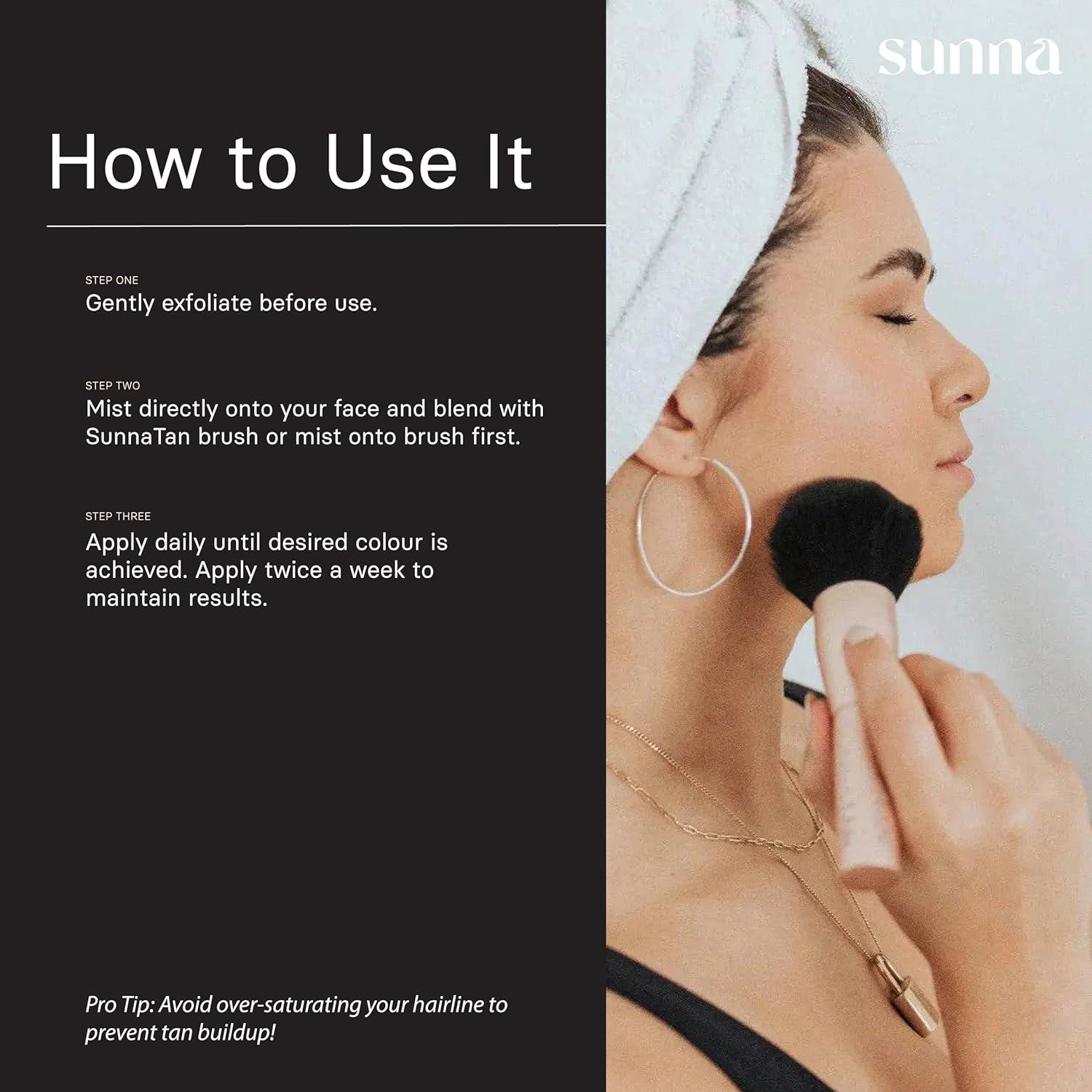 Agua Bronceadora Facial SunnaTan 60ml - Hidratante y Natural