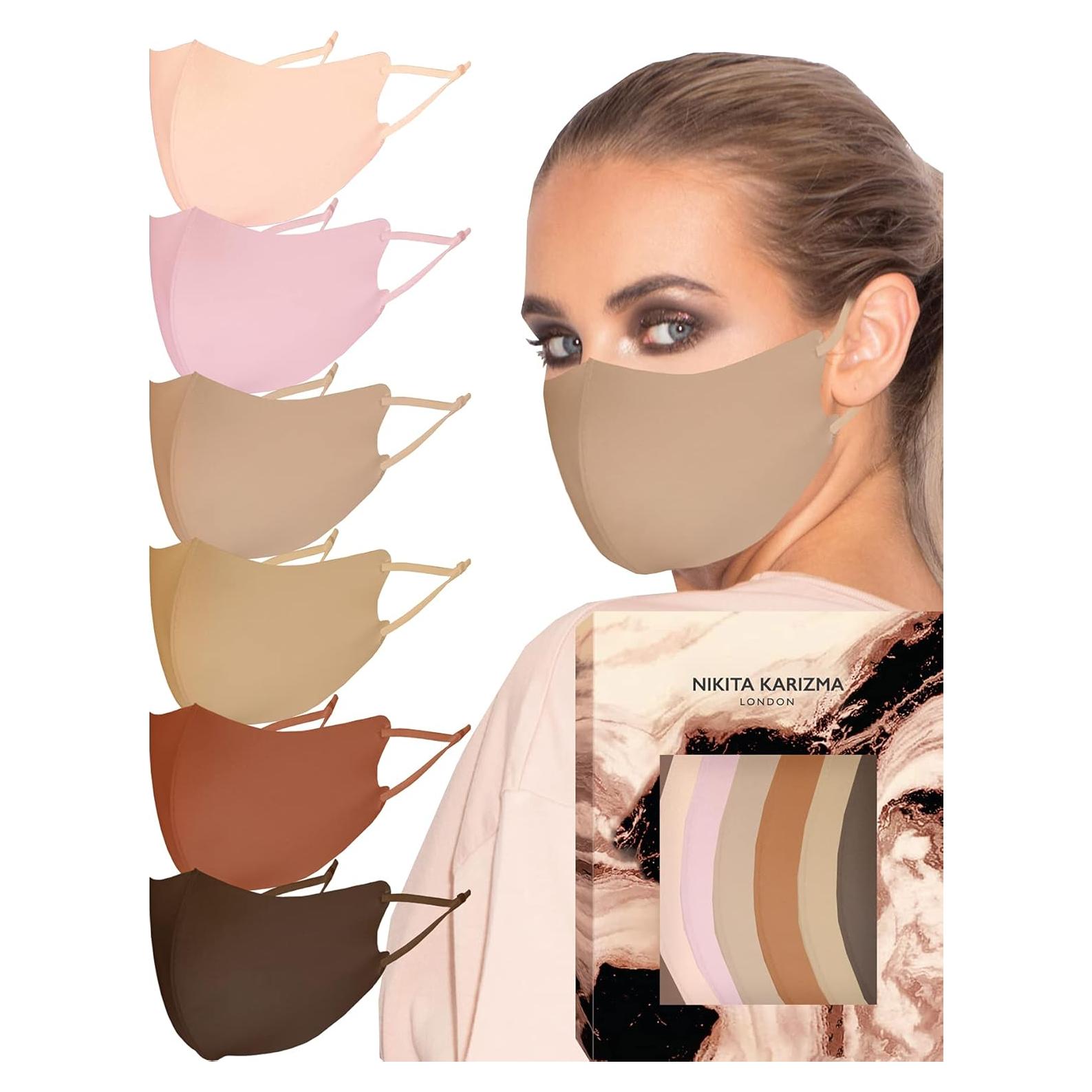 KARIZMA Mascarillas de Tela Suaves Reutilizables 6 Piezas Tonos Tierra