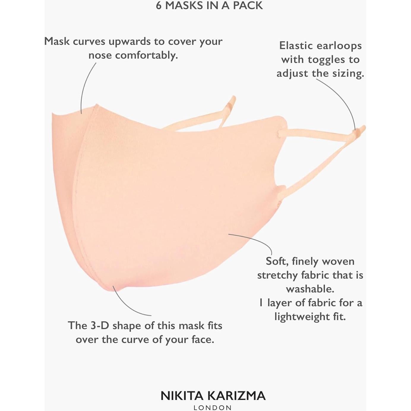 KARIZMA Mascarillas de Tela Suaves Reutilizables 6 Piezas Tonos Tierra