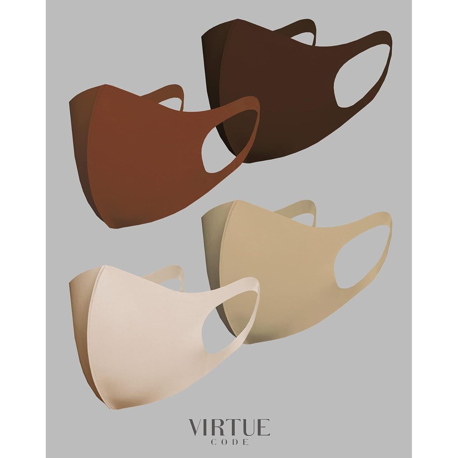 Paquete de 4 Mascarillas de Tela Virtue Code - Suaves y Lavables