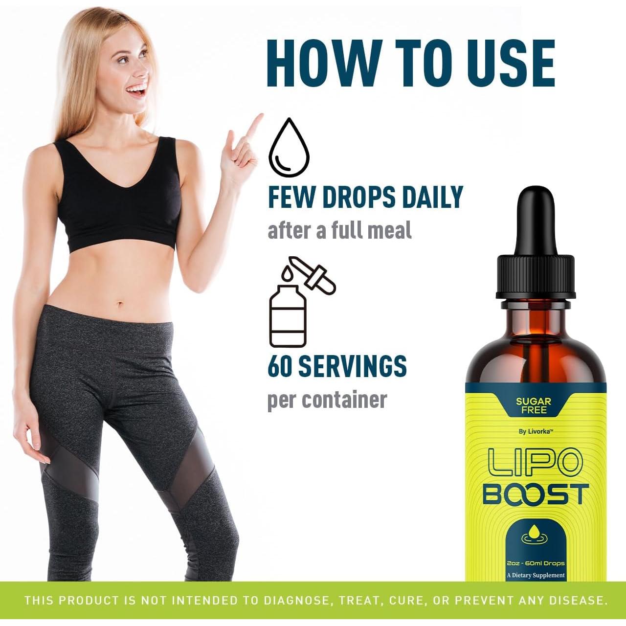 Gotas LipoBoost LIVORKA - 3 Botellas de 30 ml para Salud