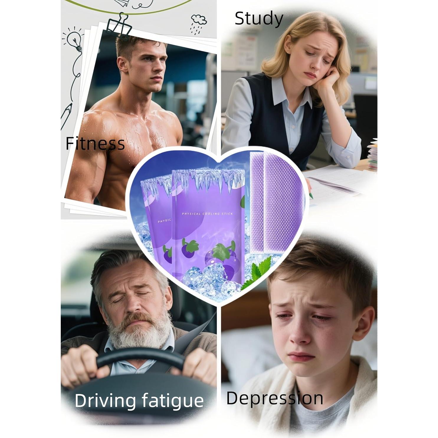 Parche de Gel Refrigerante FANBODTA 11.94x4.99cm 8 Horas Menta Uva