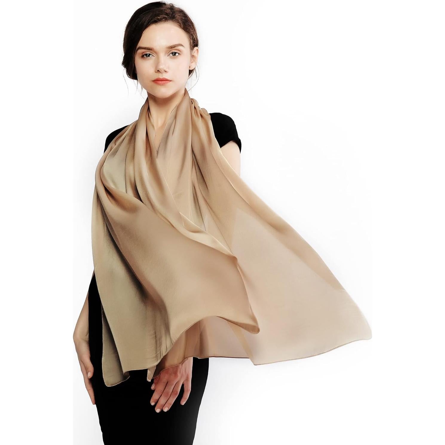 Chal de Chifón de Seda RIIQIICHY para Mujeres 90x180 cm