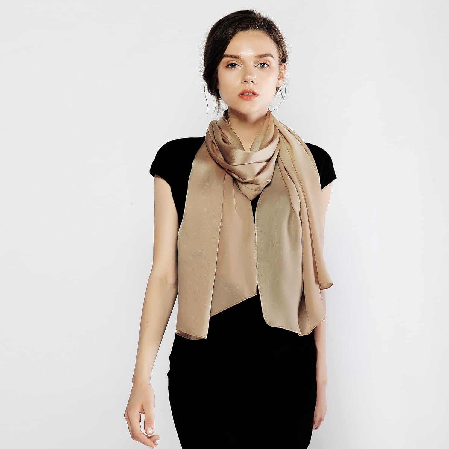 Chal de Chifón de Seda RIIQIICHY para Mujeres 90x180 cm