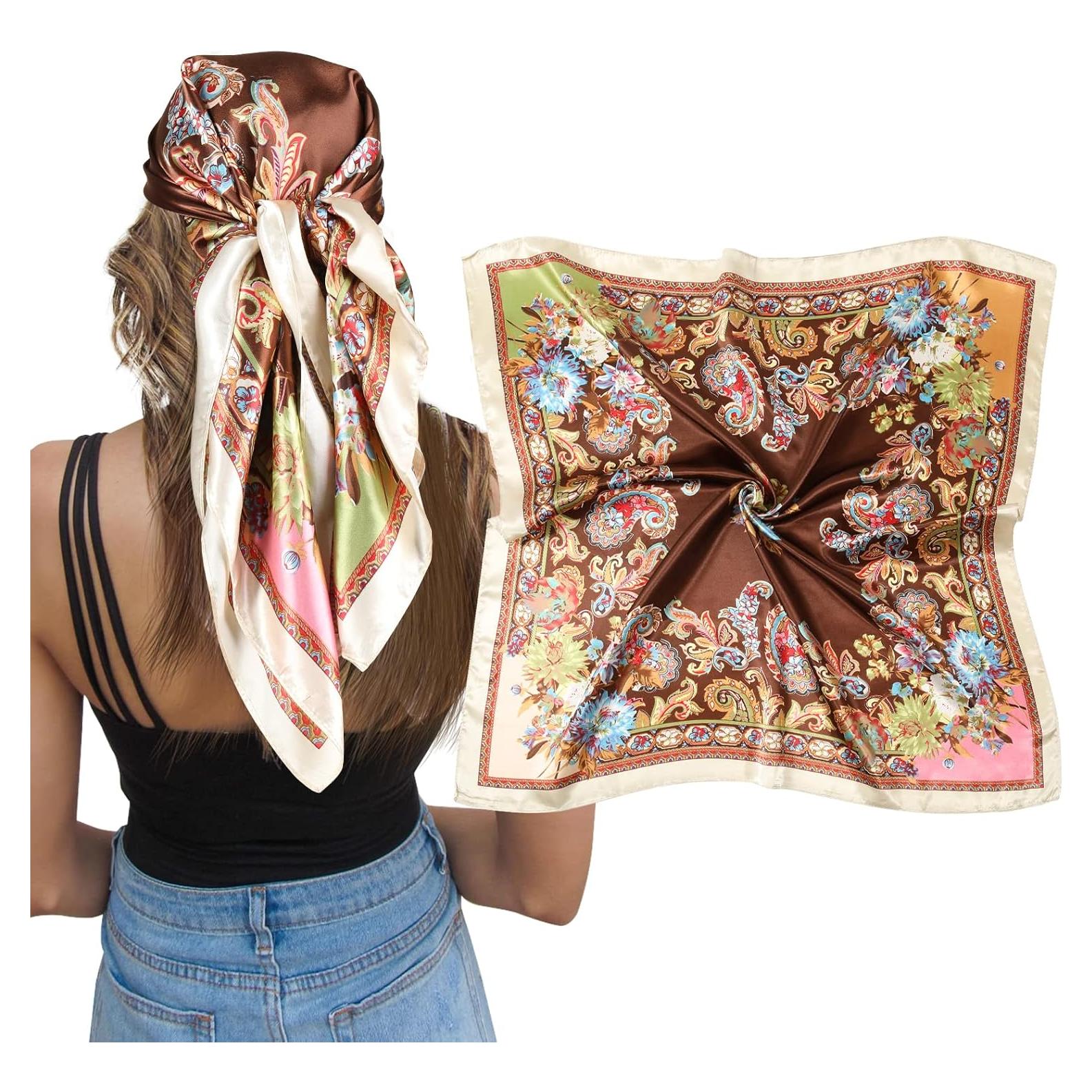 Bufanda de Satén de Seda AWAYTR 90x90 cm para Mujeres