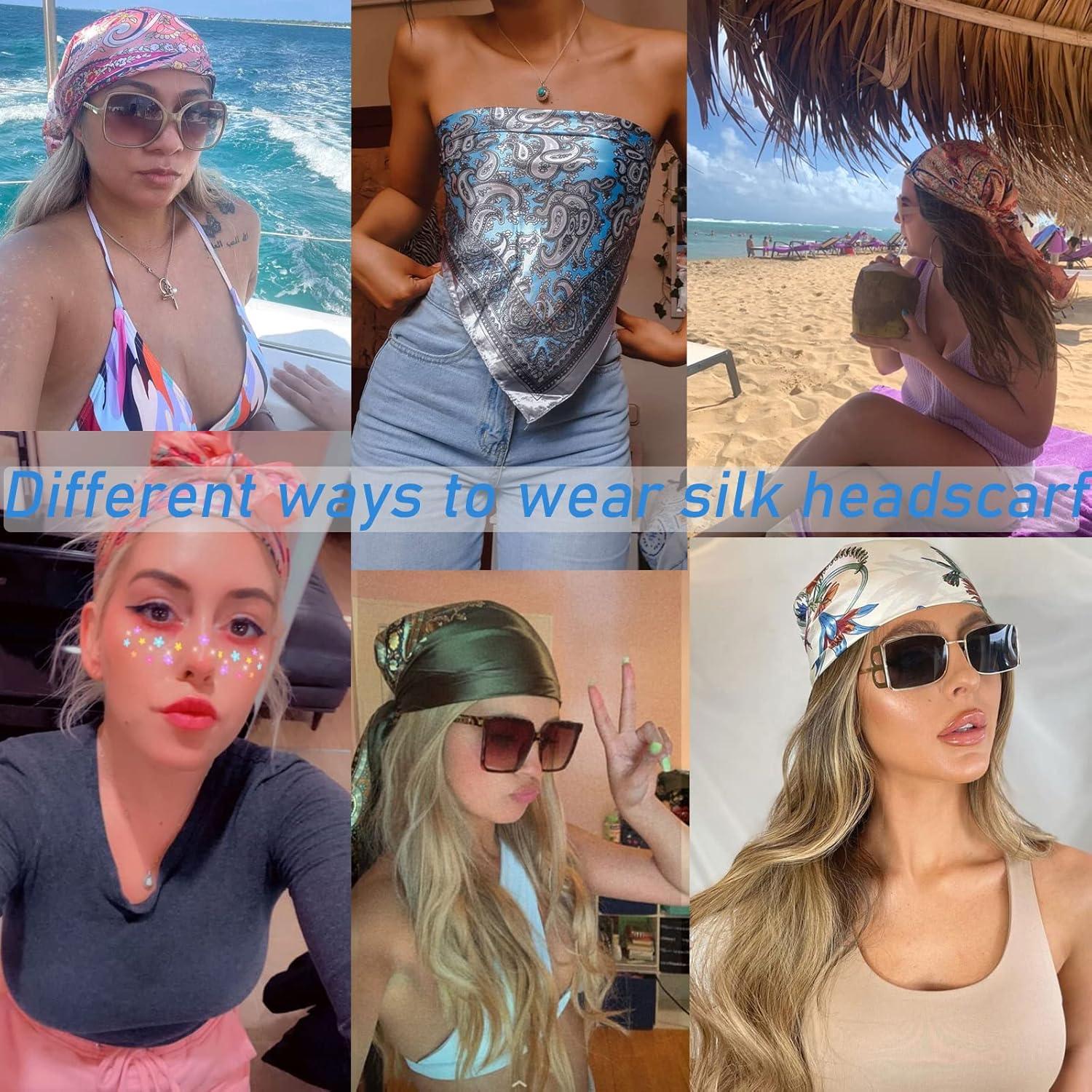 Bufanda de Satén de Seda AWAYTR 90x90 cm para Mujeres